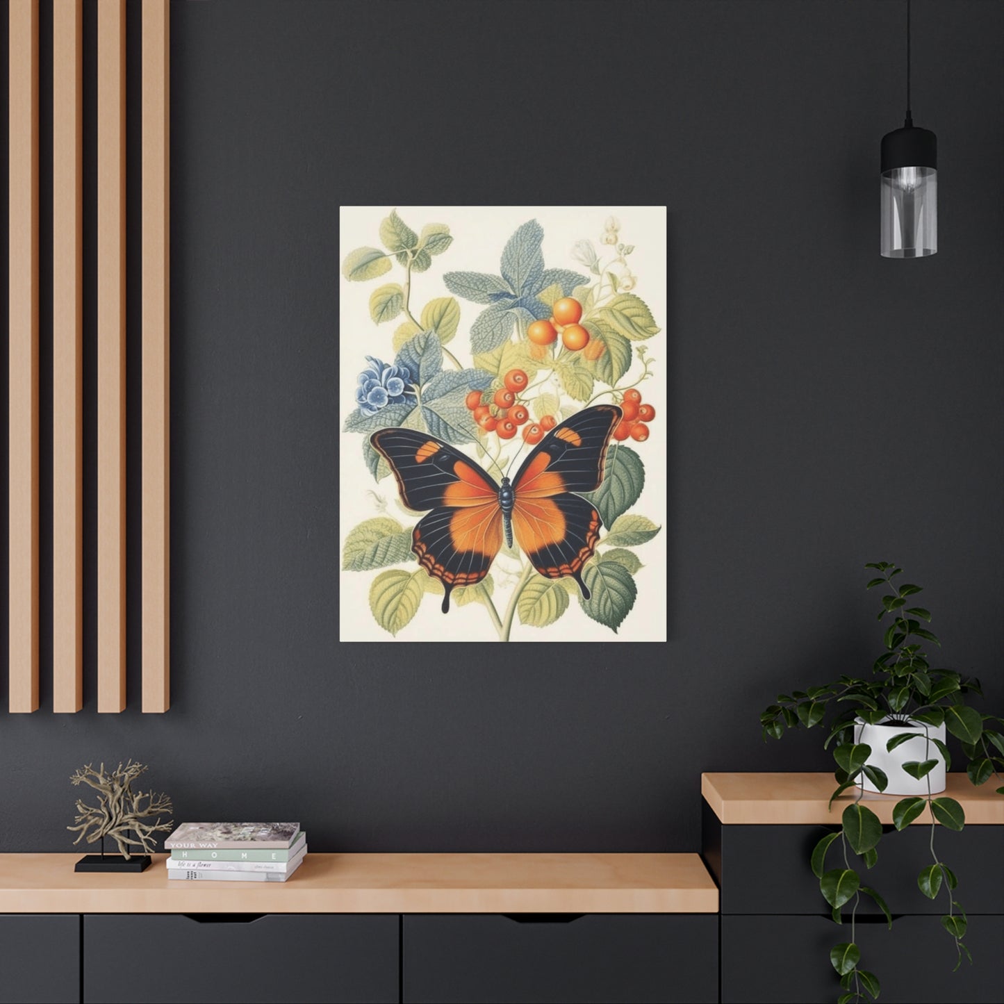 Butterfly on Berries Painting Wall Art & Canvas Prints