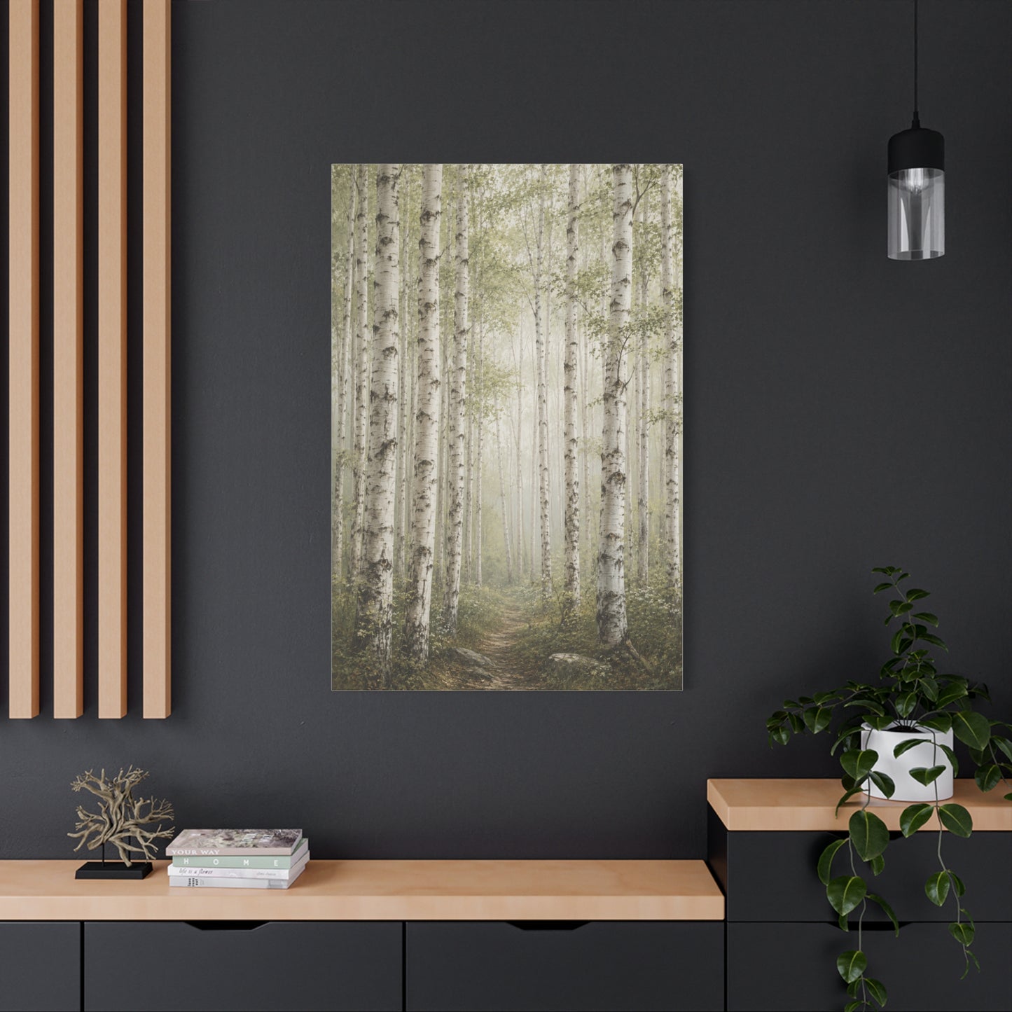 Light Birch Woodland Minimal Landscape Trees Wall Art & Canvas Print