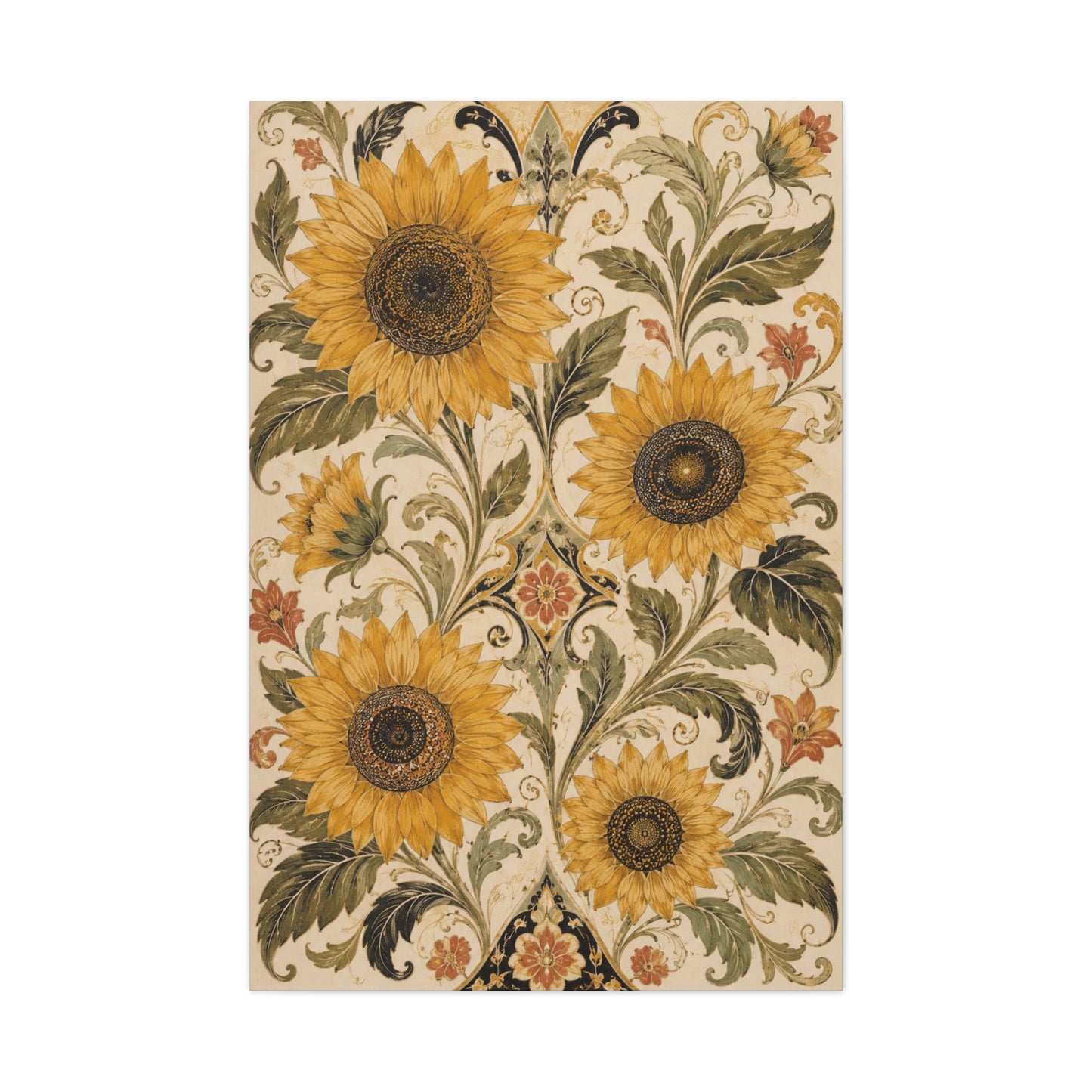 Ornate Floral Sunflower Tapestry Wall Art & Canvas Print
