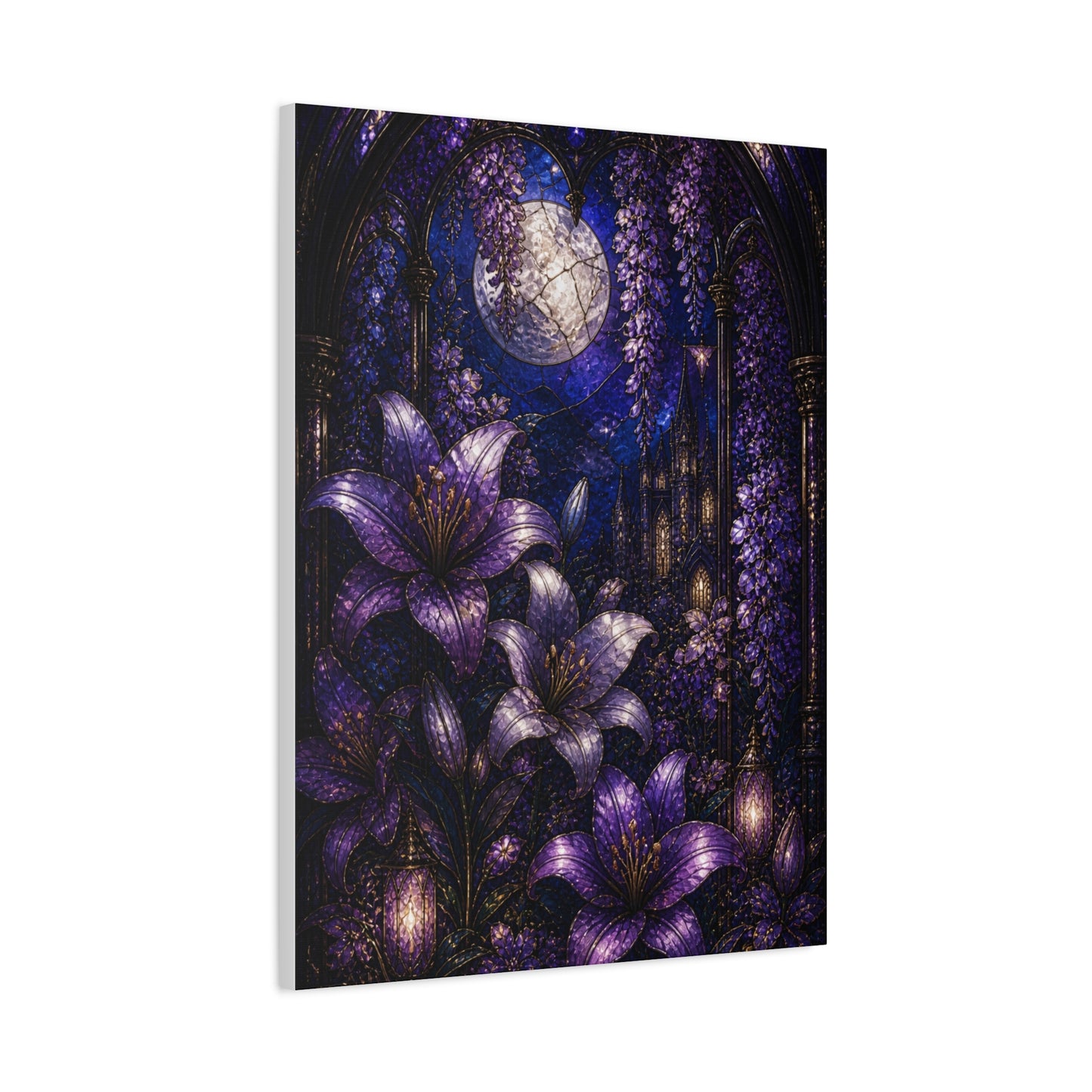 Stained Glass Violet Cathedral Garden Wall Art & Canvas Print