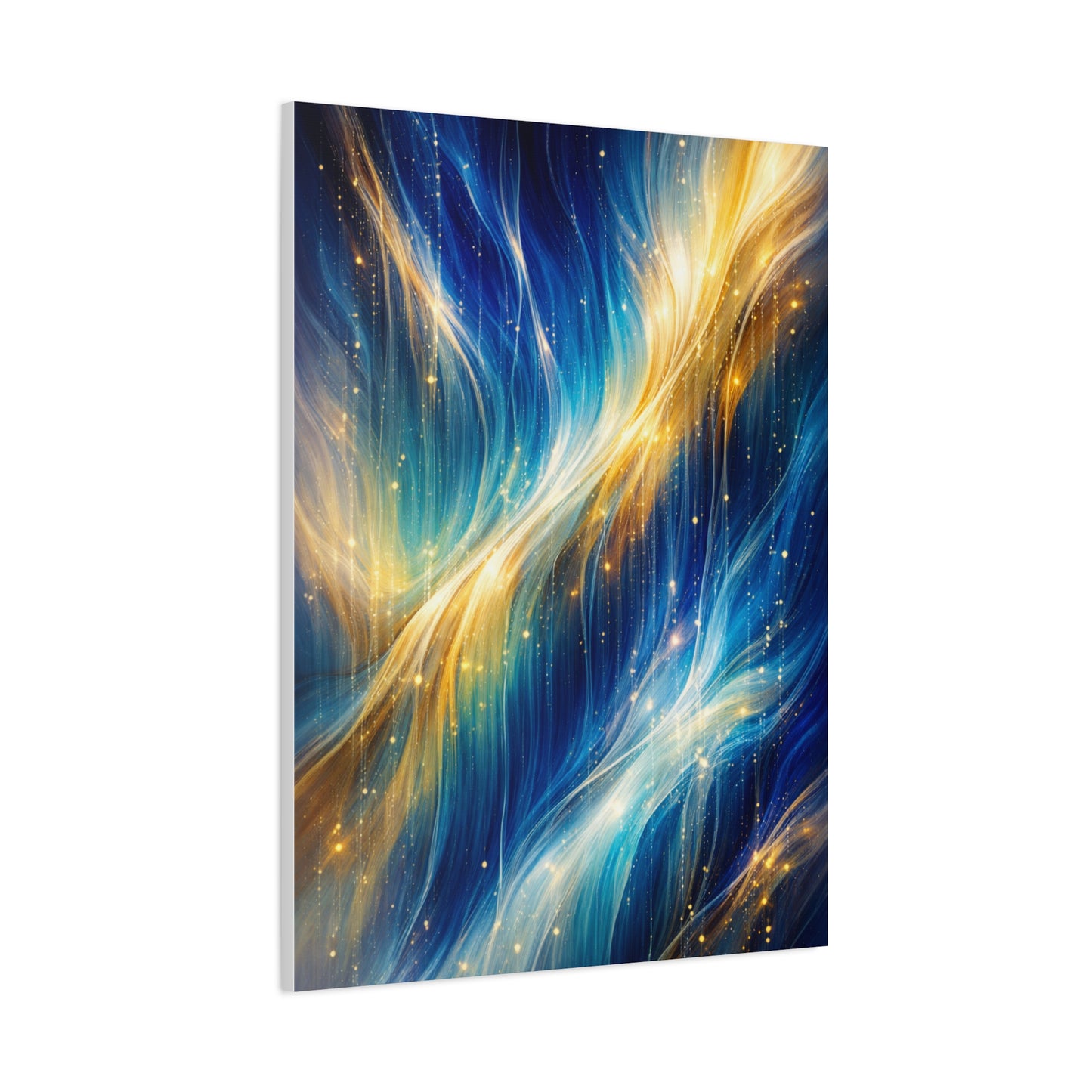 Blue-and-Gold Rain Abstract Wall Art & Canvas Print
