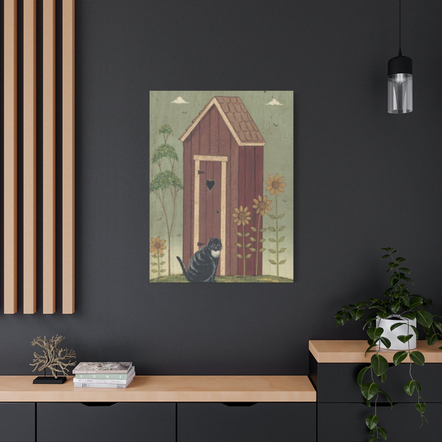 Cat With Cat House Kimble Warren Wall Art & Canvas Prints