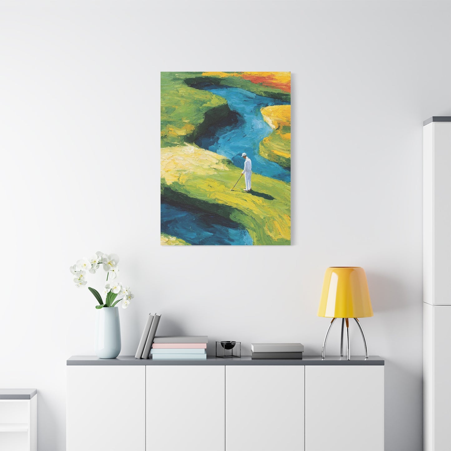 Impressionist Golf Course River Scene Wall Art & Canvas Print