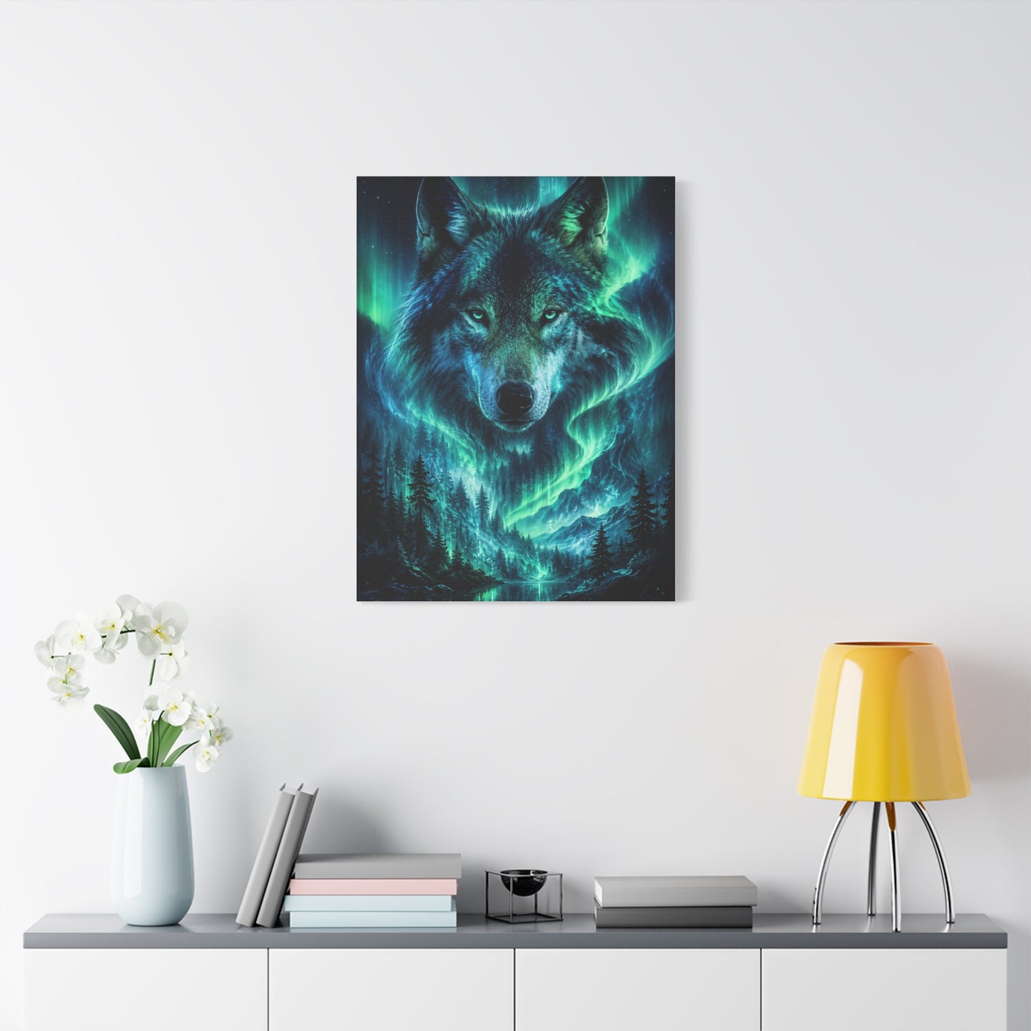 Aurora Spirit Wolf Cosmic Landscape Wall Art & Canvas Print