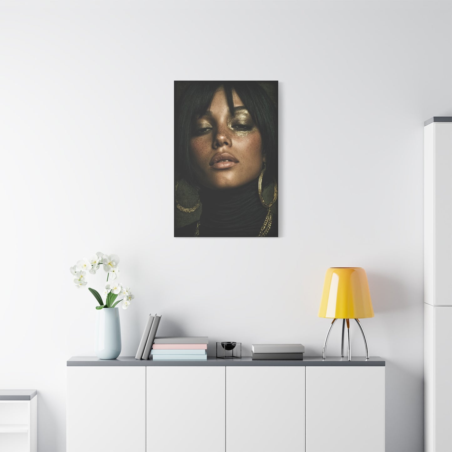 Gold Leaf Eyelid Noir Portrait Wall Art & Canvas Print