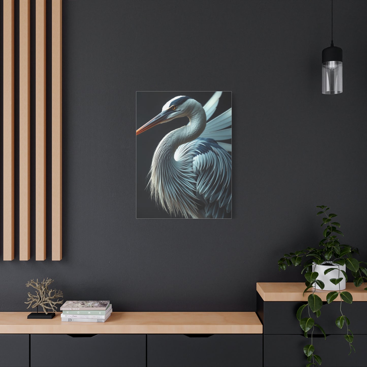 Opulent Heron Tableau wall art & canvas print