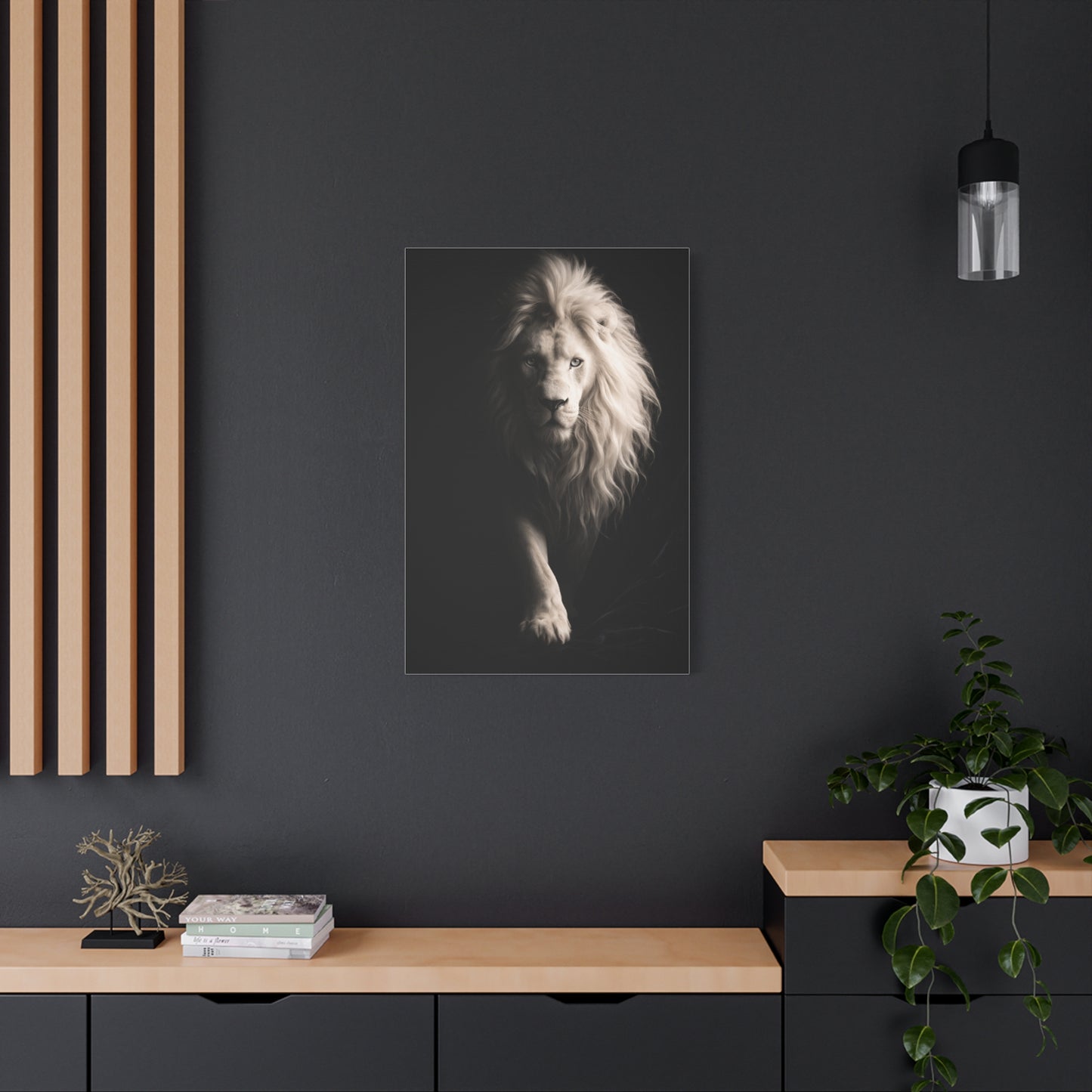 White Lion Shadow Walk Power Wall Art & Canvas Print