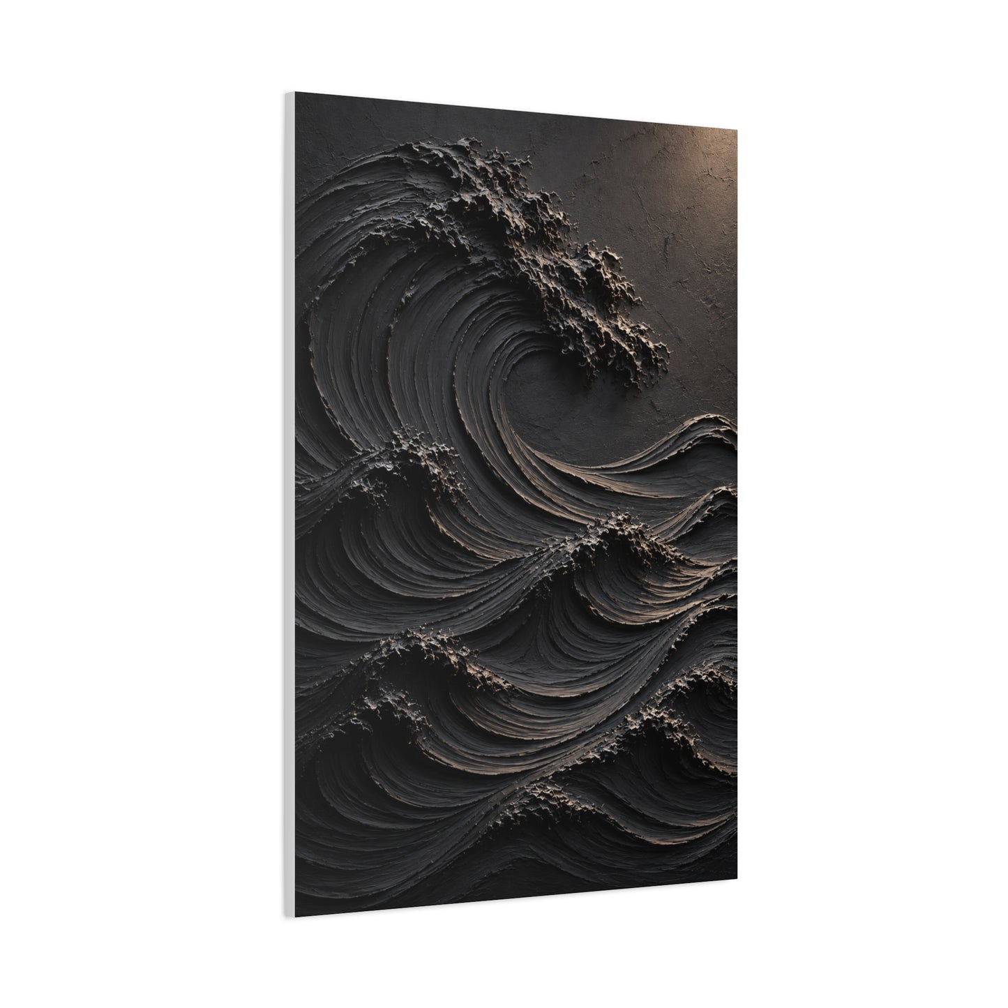 Matte Black Sculptural Ocean Motion Wall Art & Canvas Print