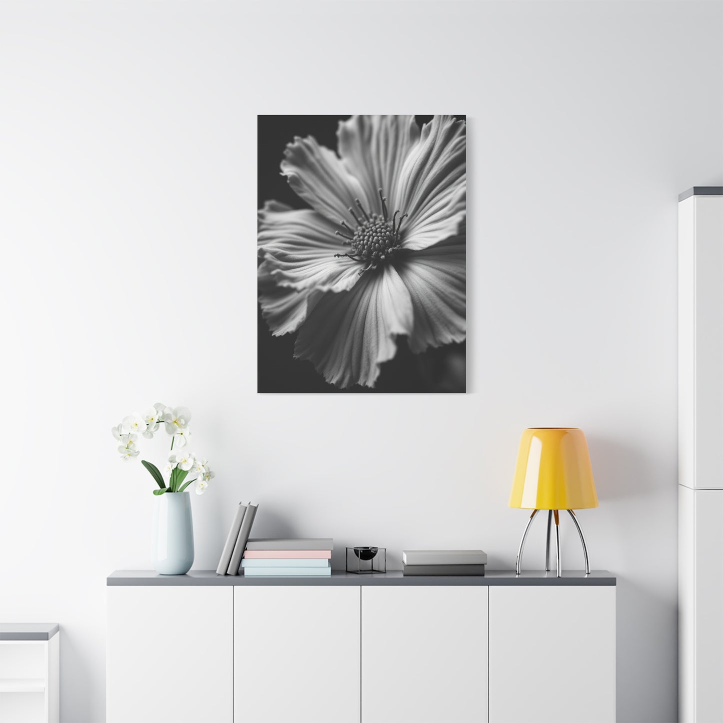 Dramatic Monochrome Cosmos Bloom Wall Art & Canvas Prints