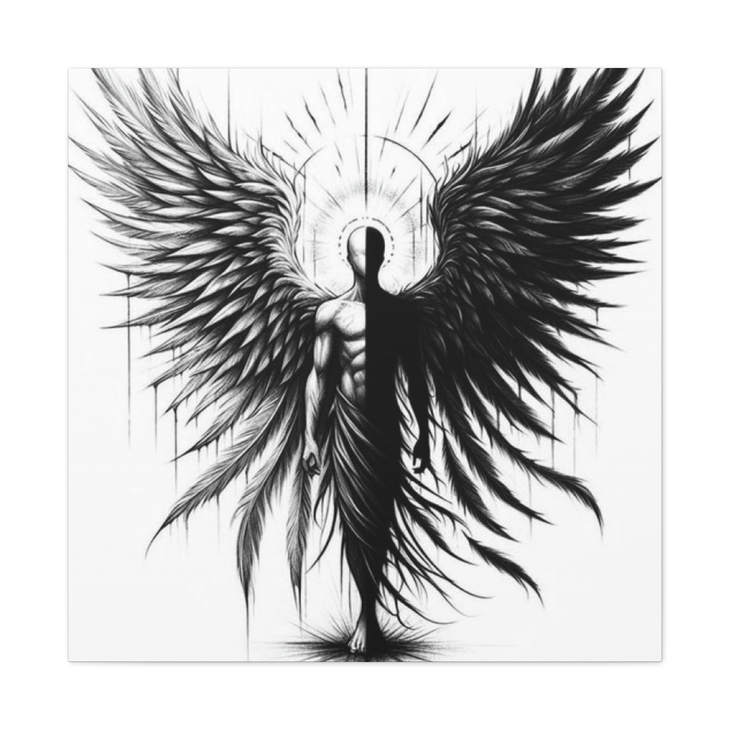 Black and White Angel Wings Tattoo Wall Art & Canvas Prints