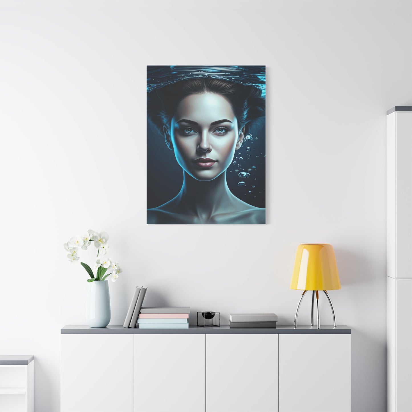 Underwater Woman Portrait with Floating Hair Wall Art & Canvas Prints