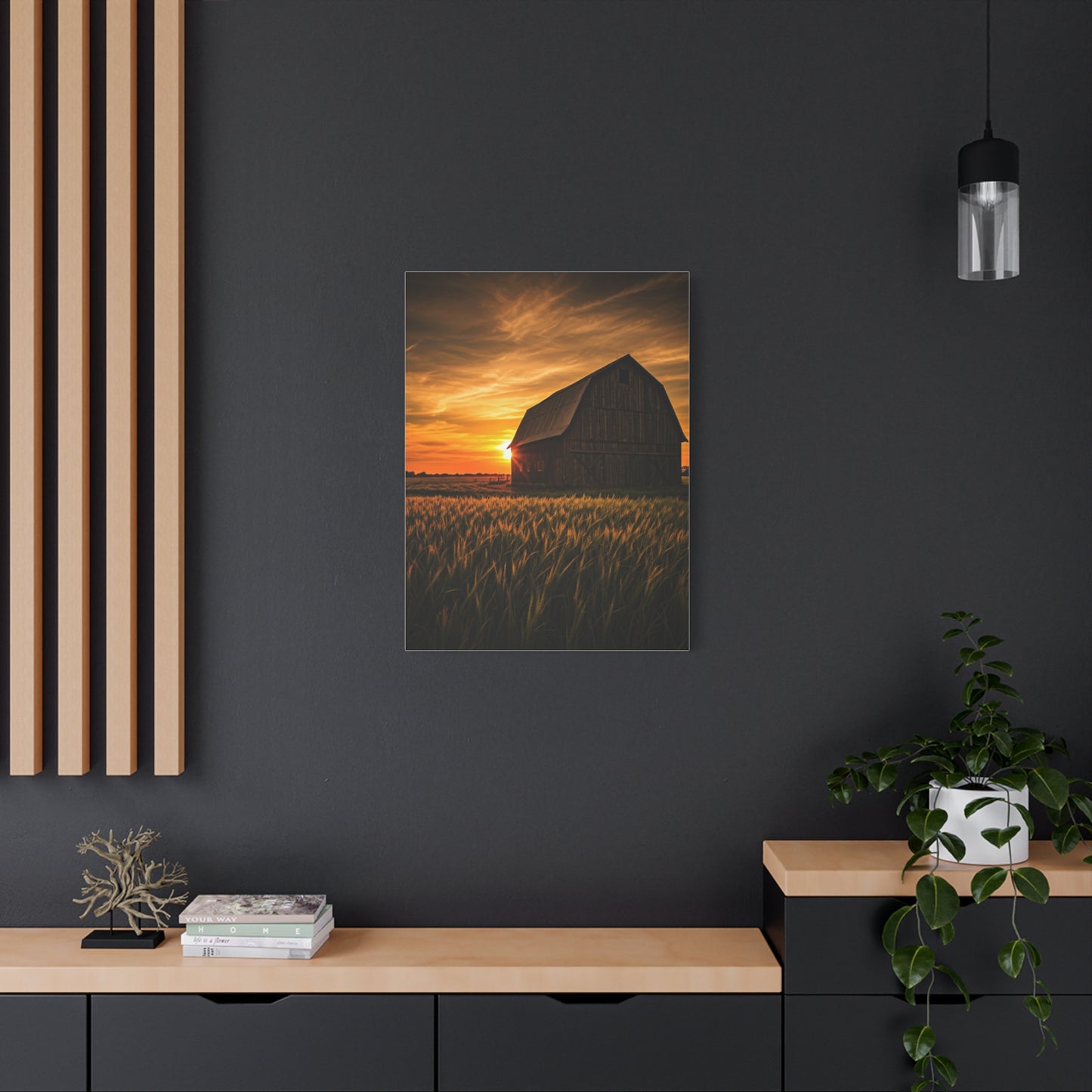 Sunset Barn in Tall Wheat Fields Wall Art & Canvas Prints