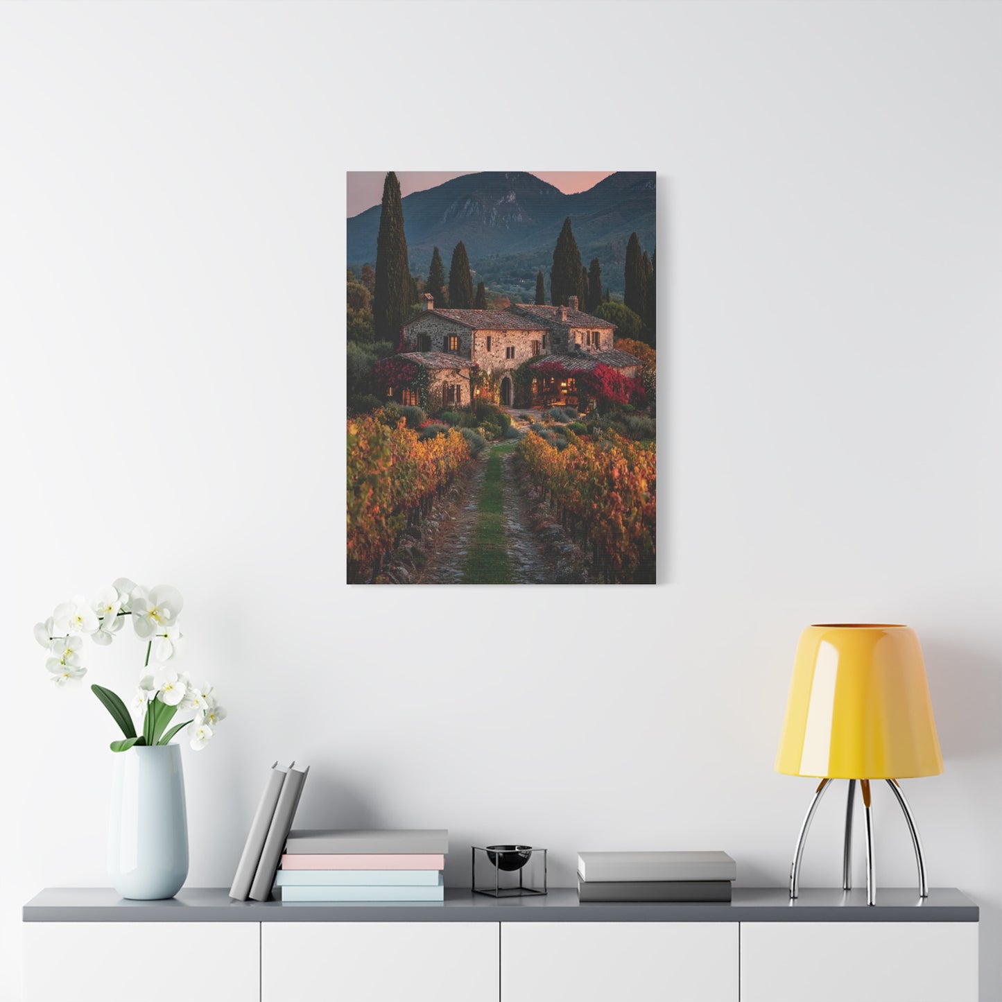 Tuscan Vineyard Autumn Villa Wall Art & Canvas Print