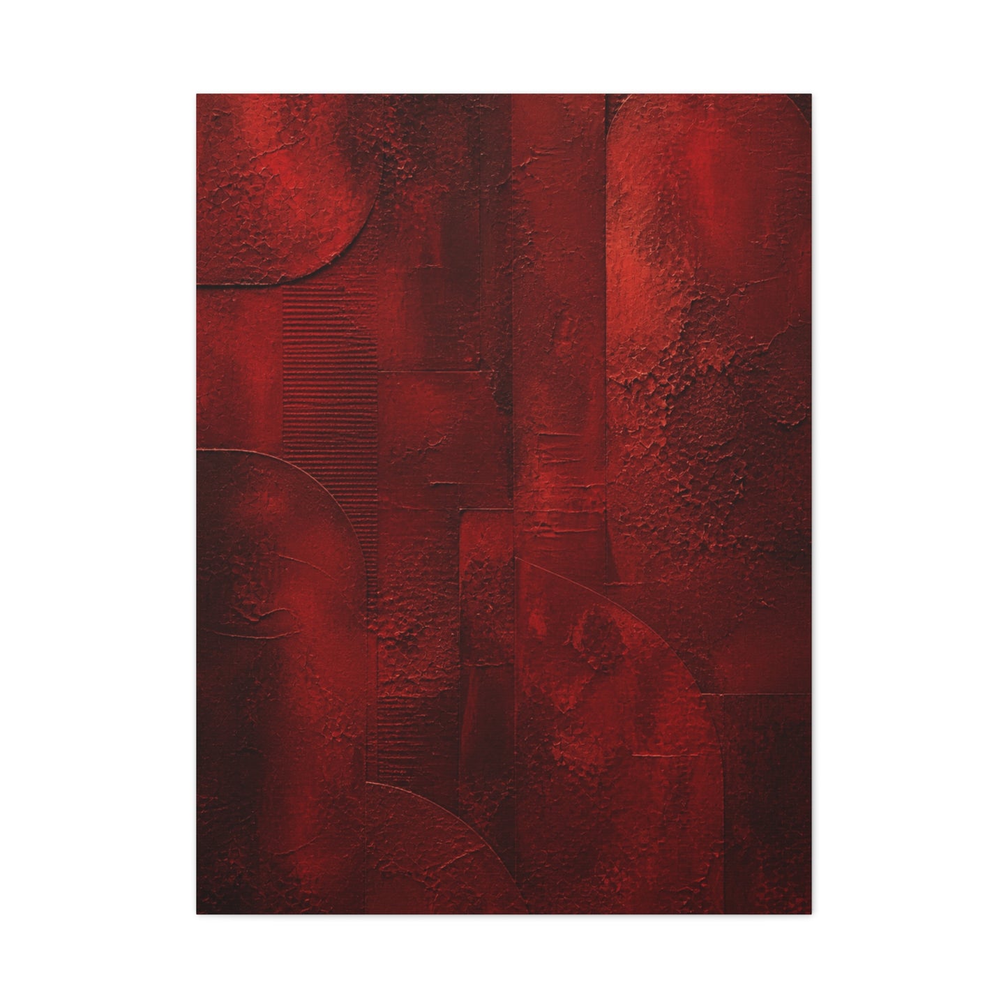 Sculptural Red Plaster Geometry Wall Art & Canvas Print