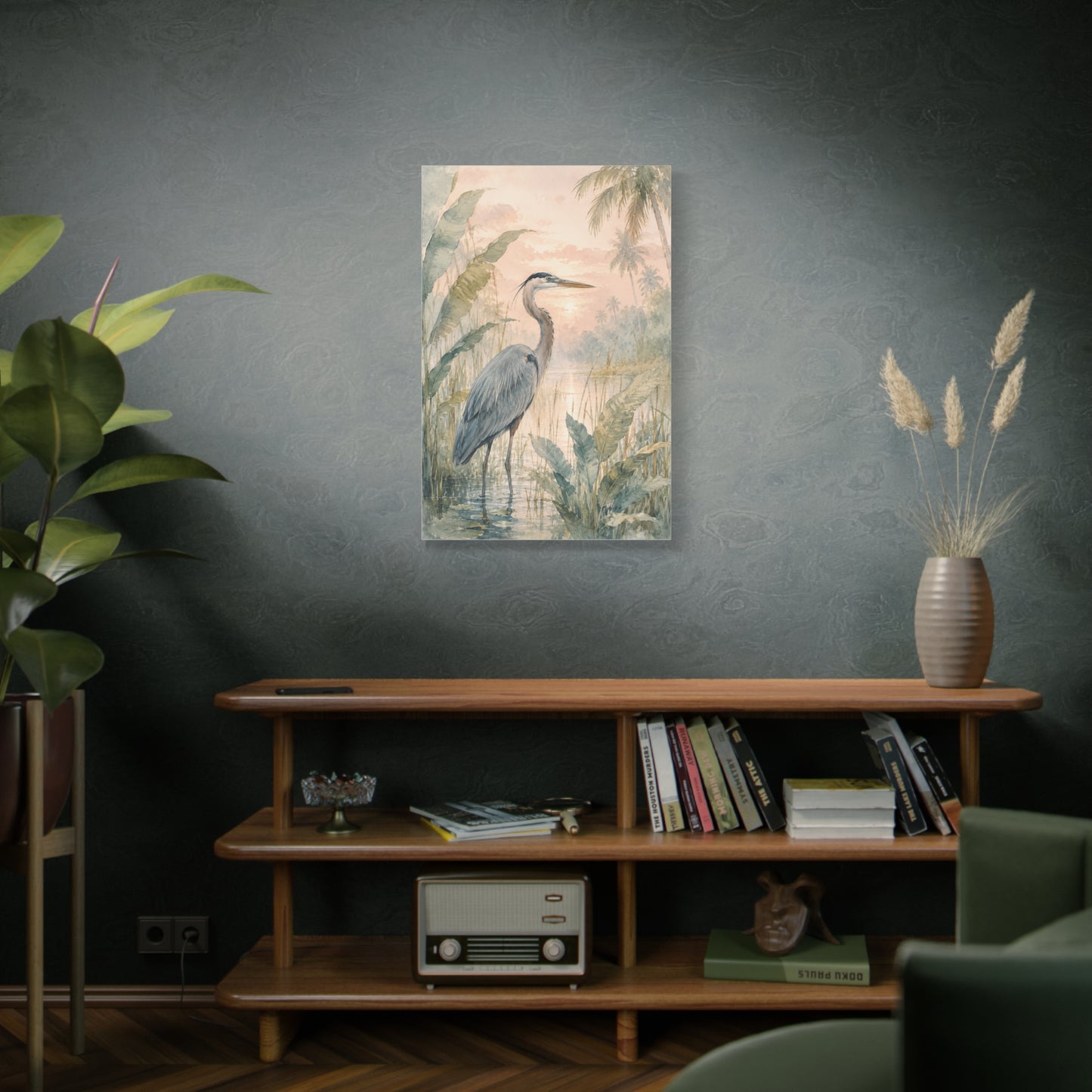 Soft Tropical Heron Marsh Landscape Tropical Wall Art & Canvas Print