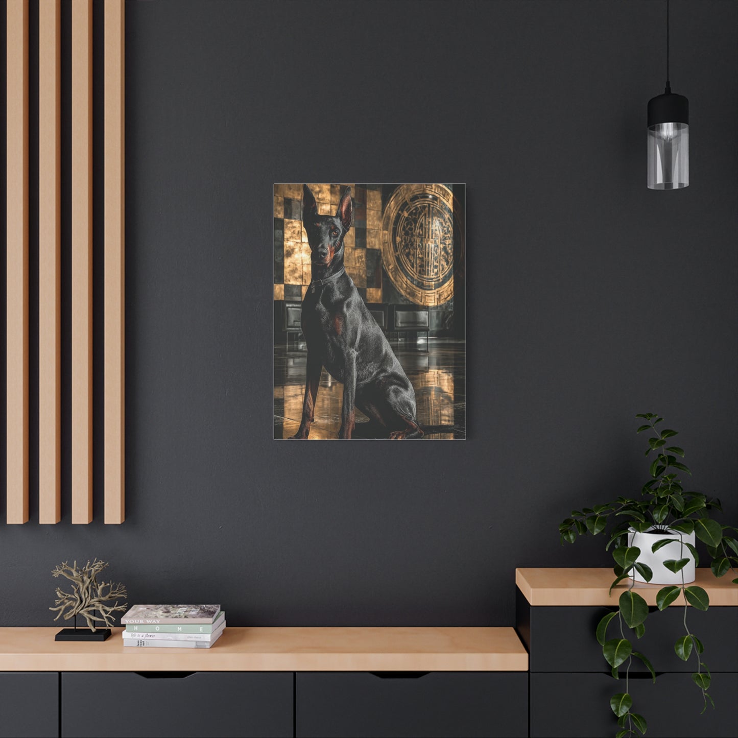 Doberman Art Deco Portrait Wall Art & Canvas Print