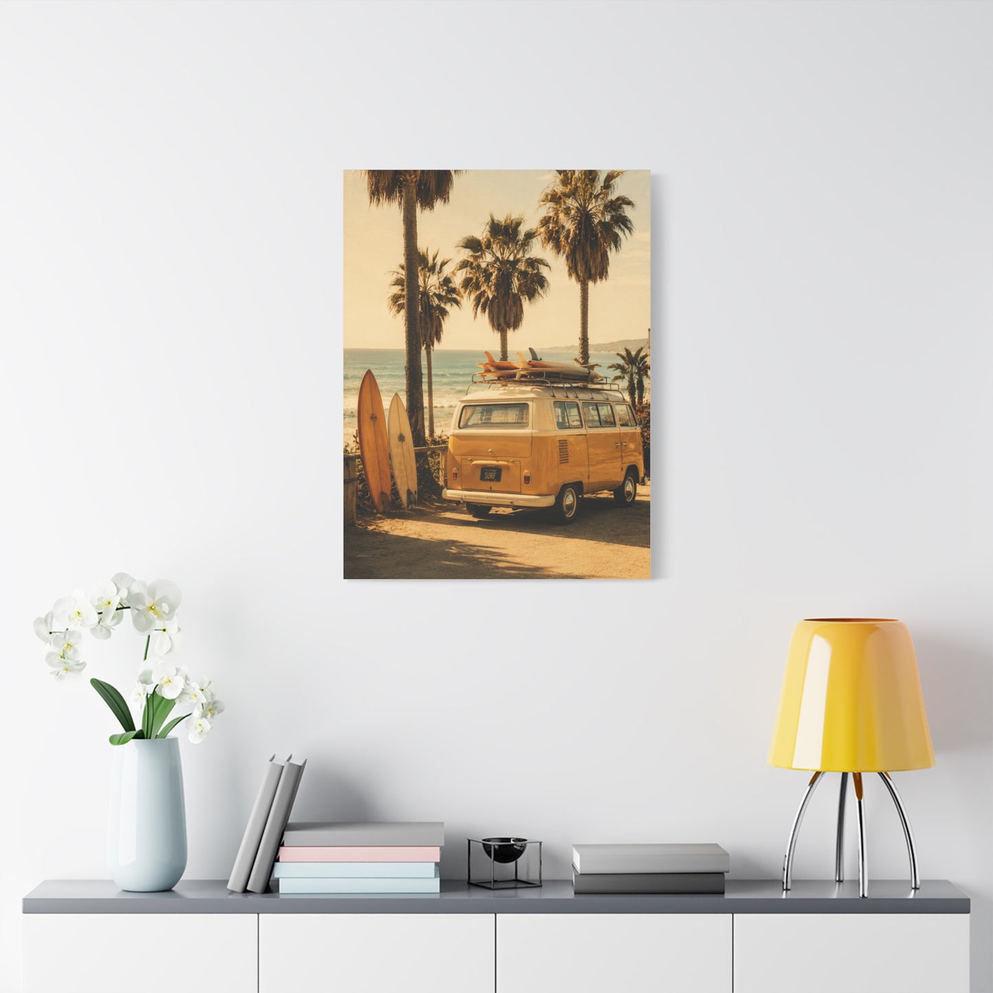 Vintage Coastal Surf Van Nostalgia Scene Wall Art & Canvas Print