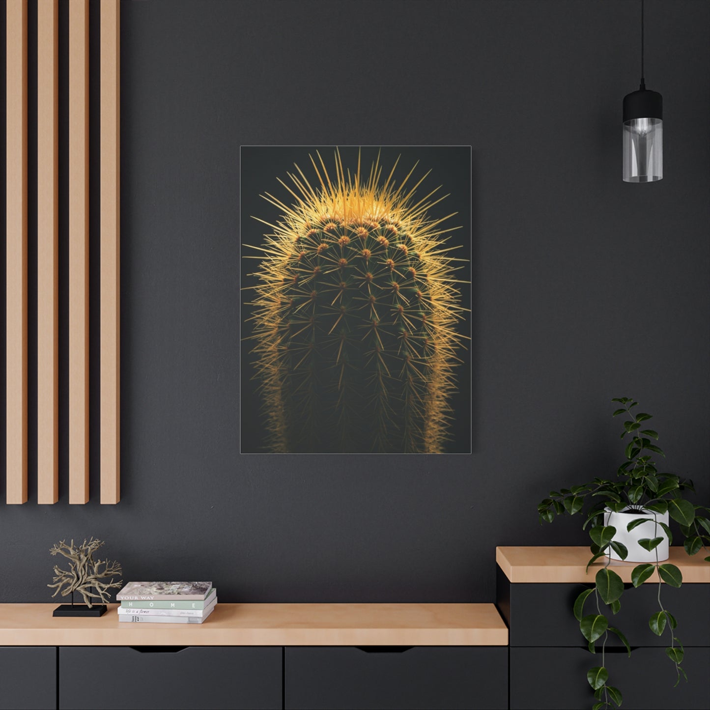 Golden Halo Cactus Sculpture Wall Art & Canvas Prints