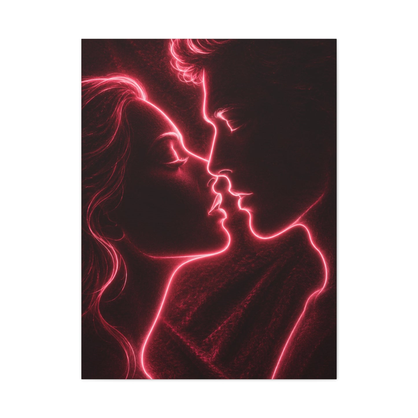 Neon Velvet Kiss Silhouette Wall Art & Canvas Print