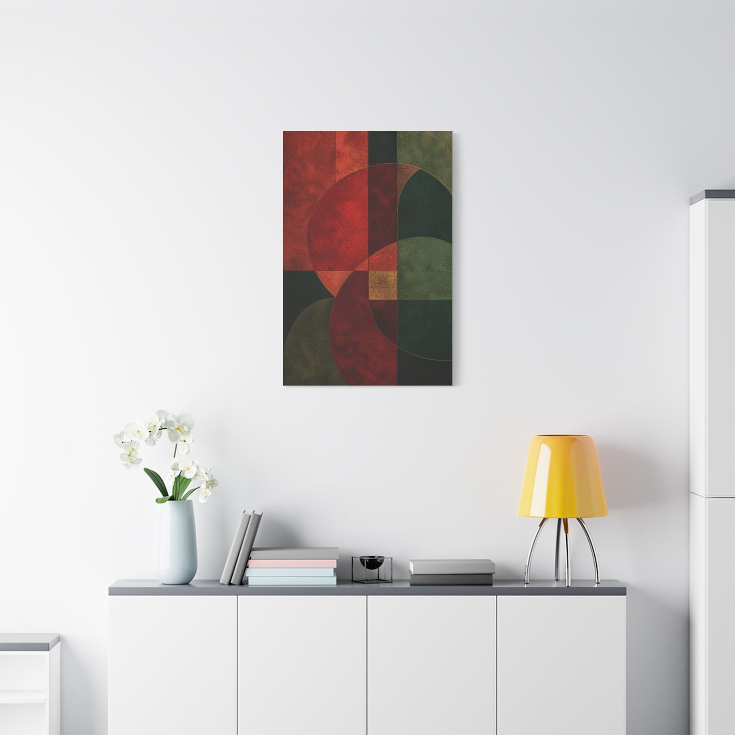 Red and Emerald Geometric Abstract Wall Art & Canvas Print