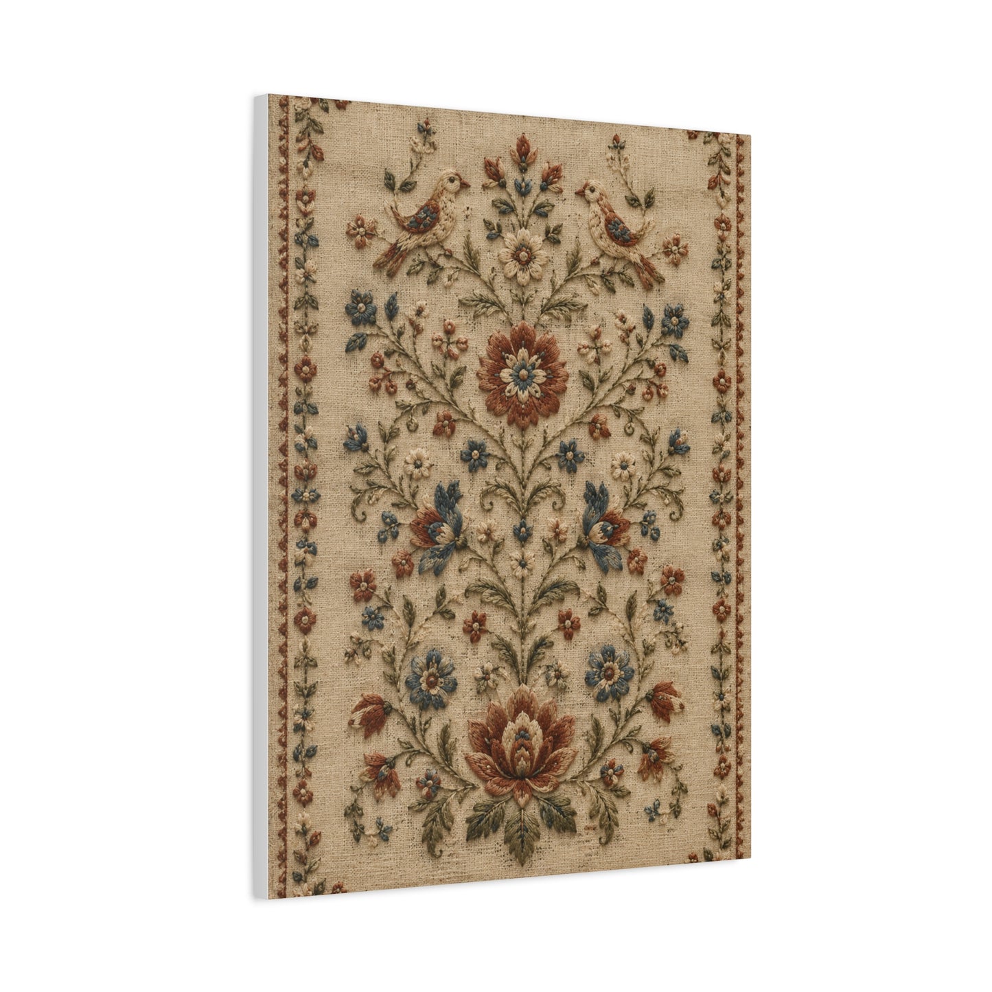 Antique Floral Embroidery Garden Panel Wall Art & Canvas Print