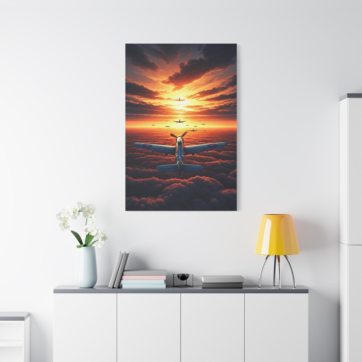 Sunset Flight Above the Clouds Wall Art & Canvas Prints