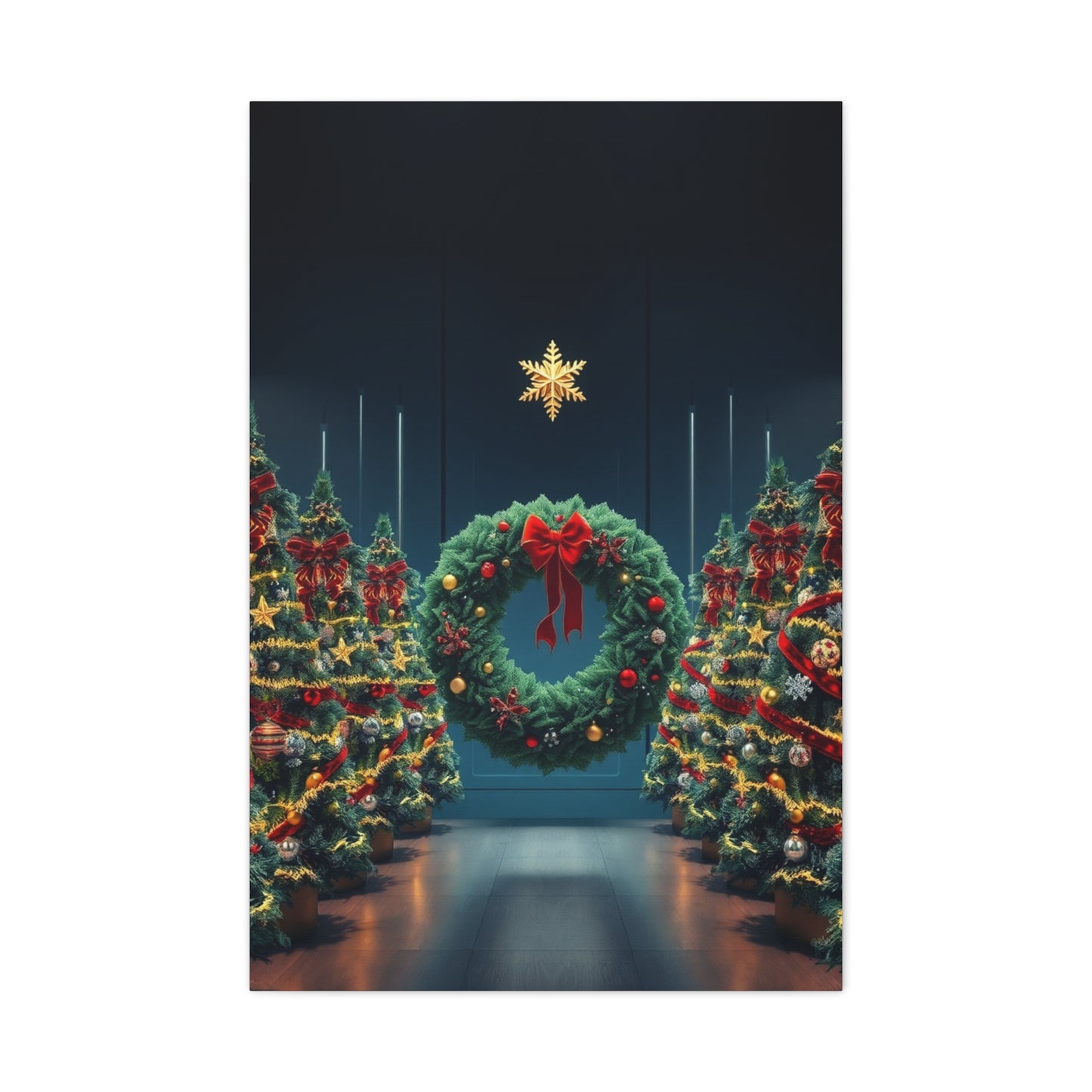 Christmas Trees & Wreath Art Luxury Canvas Wall Art & Canvas Print