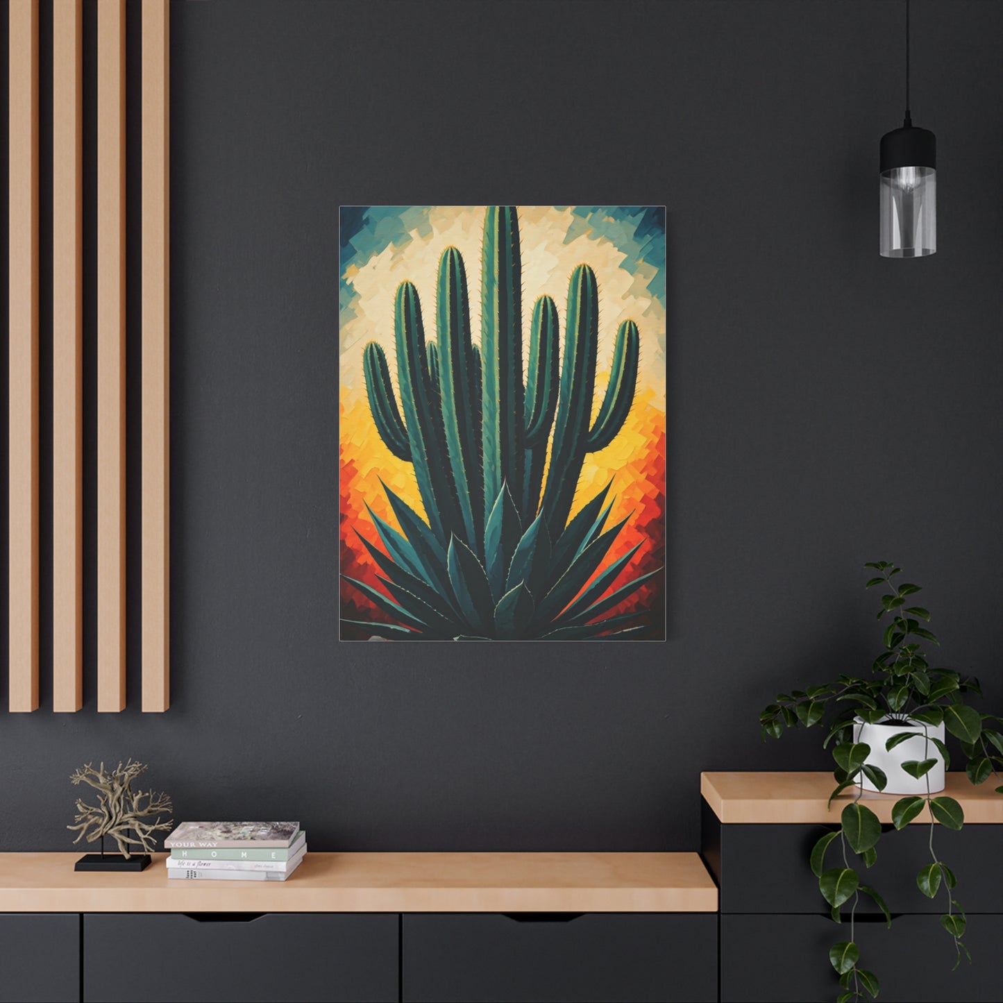Sunburst Desert Saguaro Illustration Wall Art & Canvas Prints