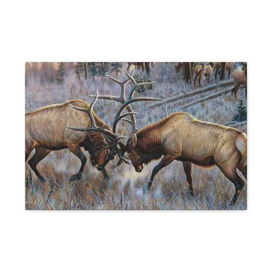 Reindeer Fighting Painting Wall Art & Canvas Prints