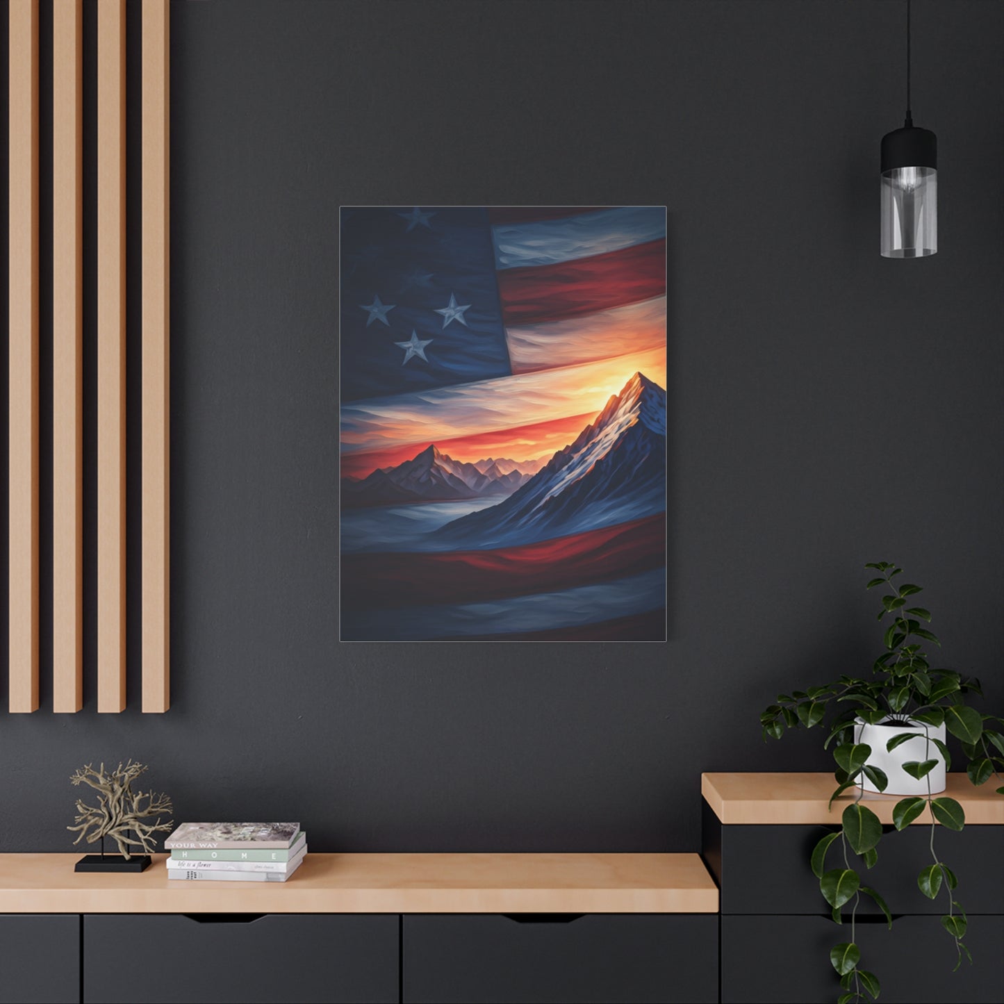 Mountain Horizon American Flag Tribute Wall Art & Canvas Prints