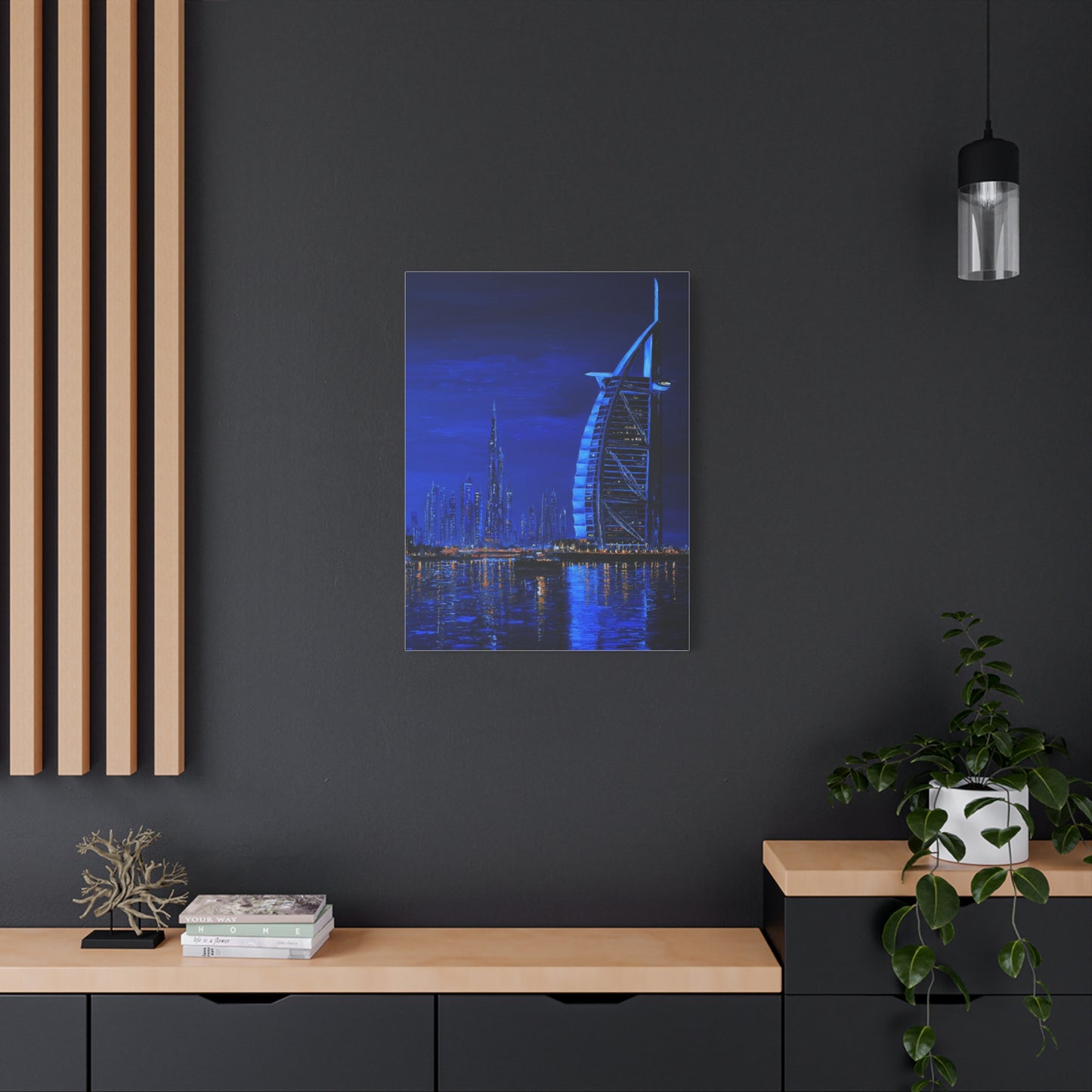 Dubai Skyline Blue Night Luxury Wall Art & Canvas Print