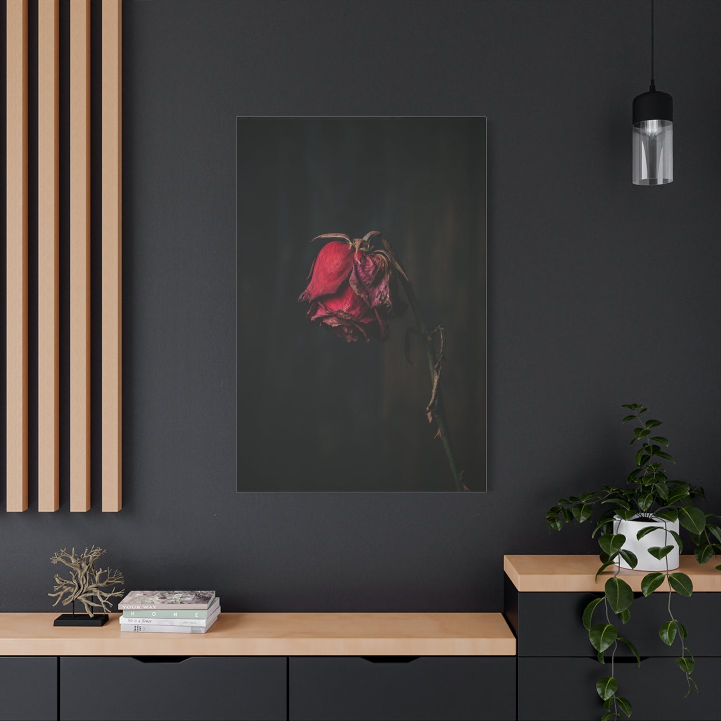 Withered Crimson Rose Still Life Wall Art & Canvas Print