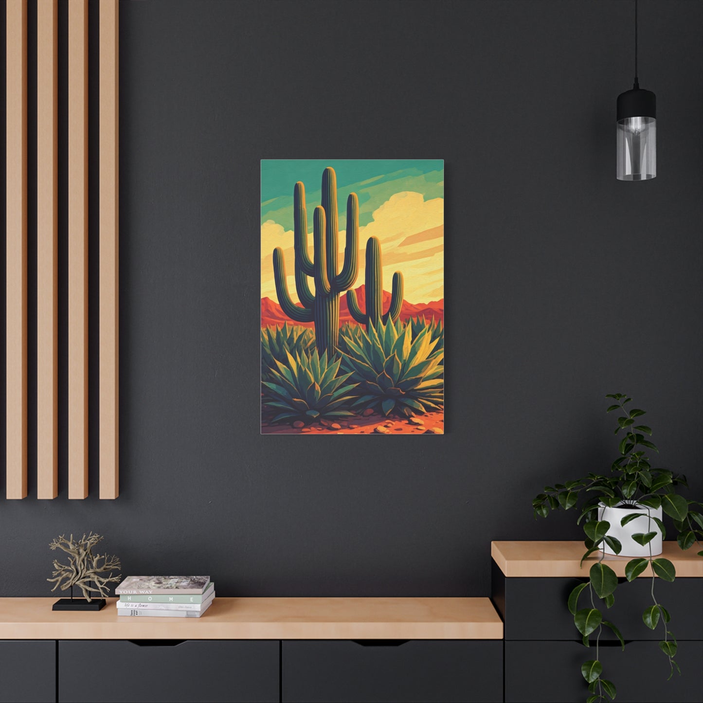 Southwestern Saguaro and Agave Desert Illustration Wall Art & Canvas Prints