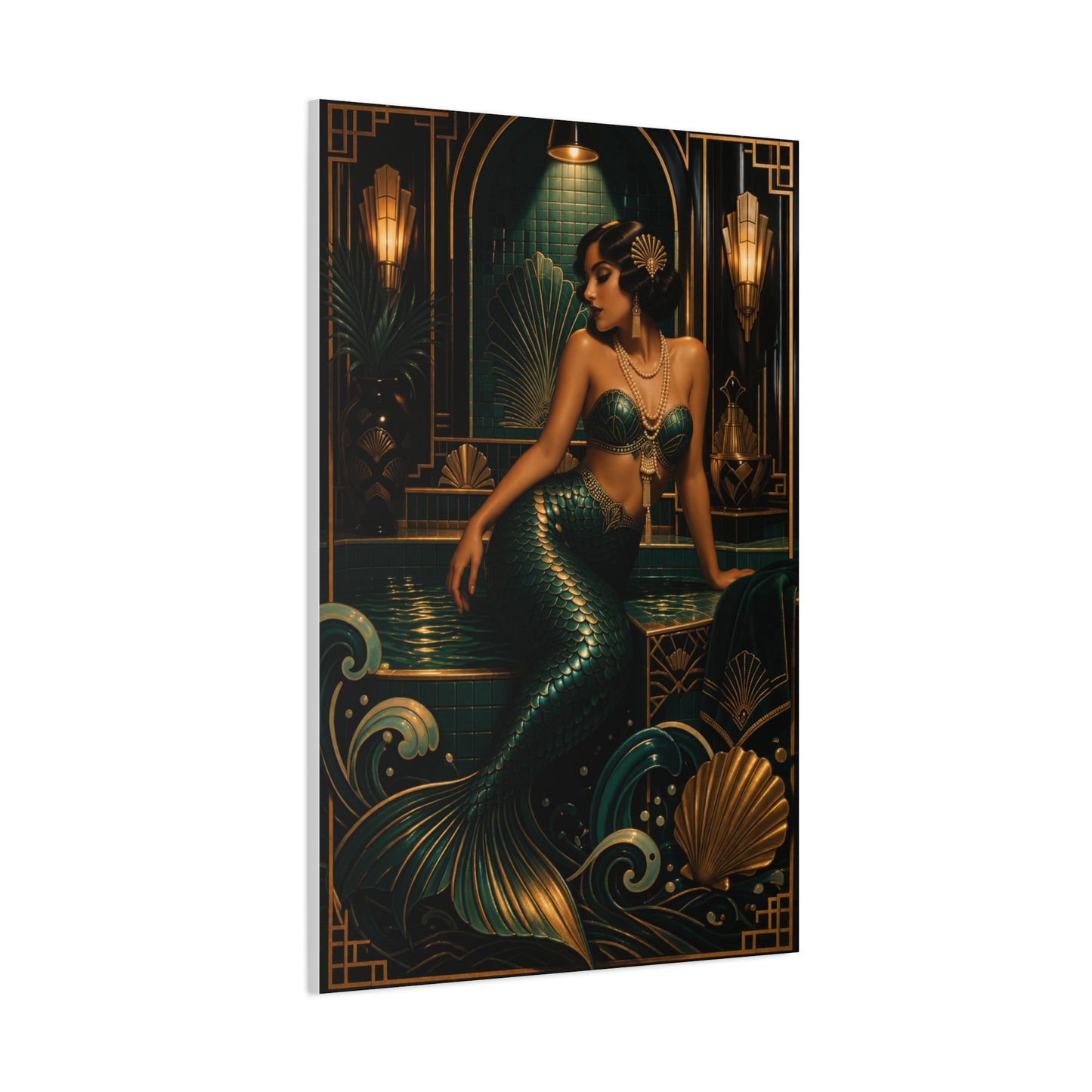 Art Deco Emerald Mermaid Luxe Wall Art & Canvas Print