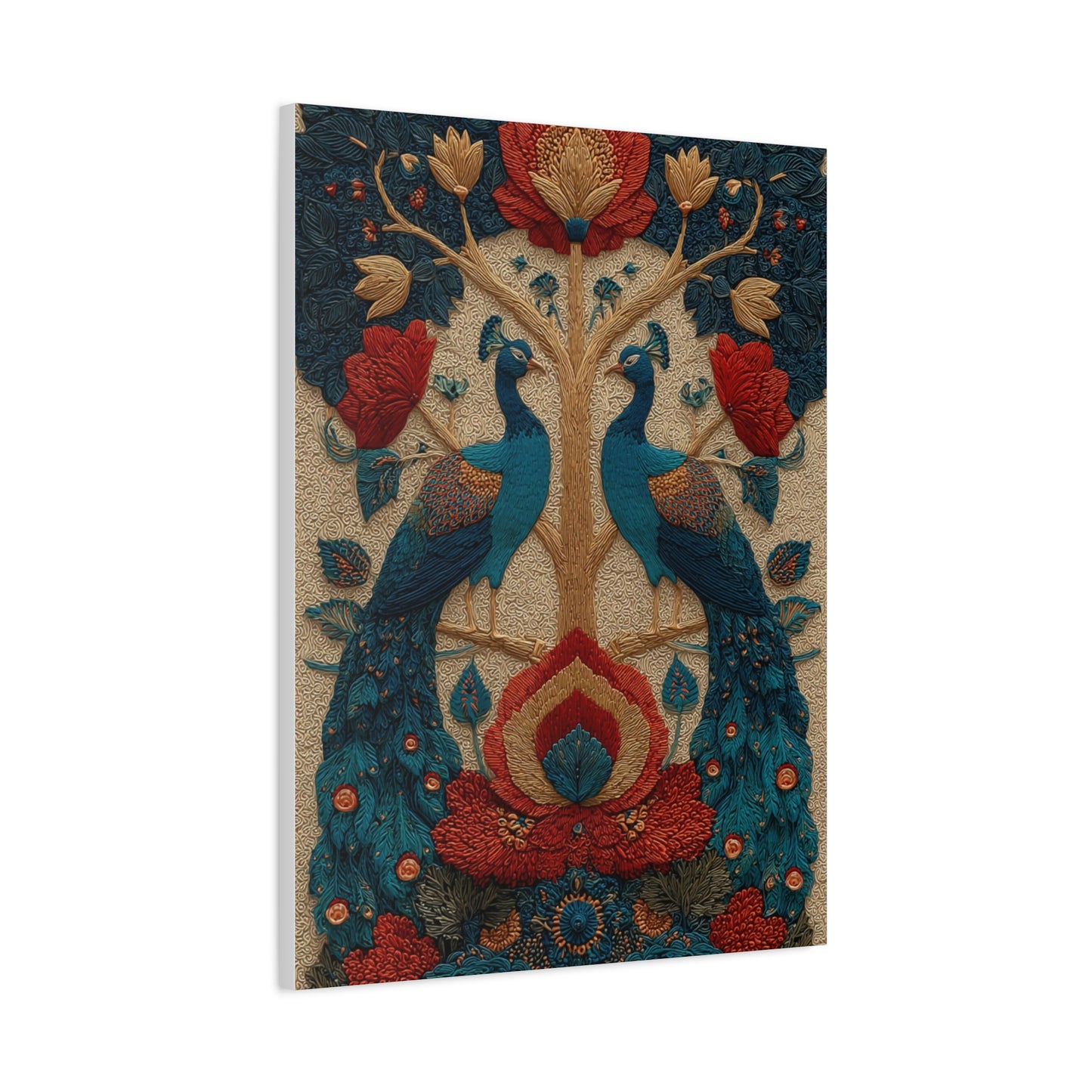Folk Peacock Tree of Life Wall Art & Canvas Print