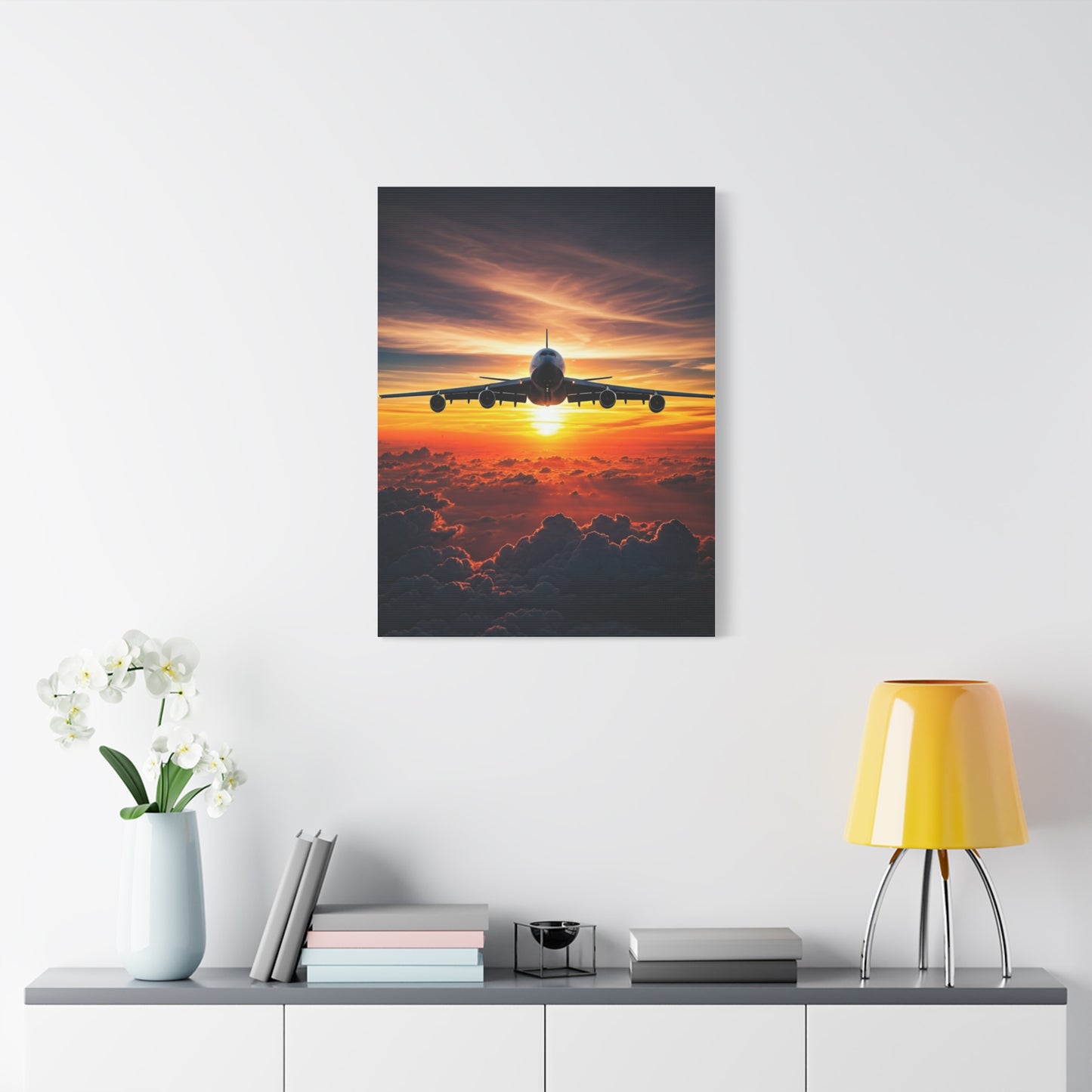 Sunset Flight Above the Clouds Wall Art & Canvas Prints