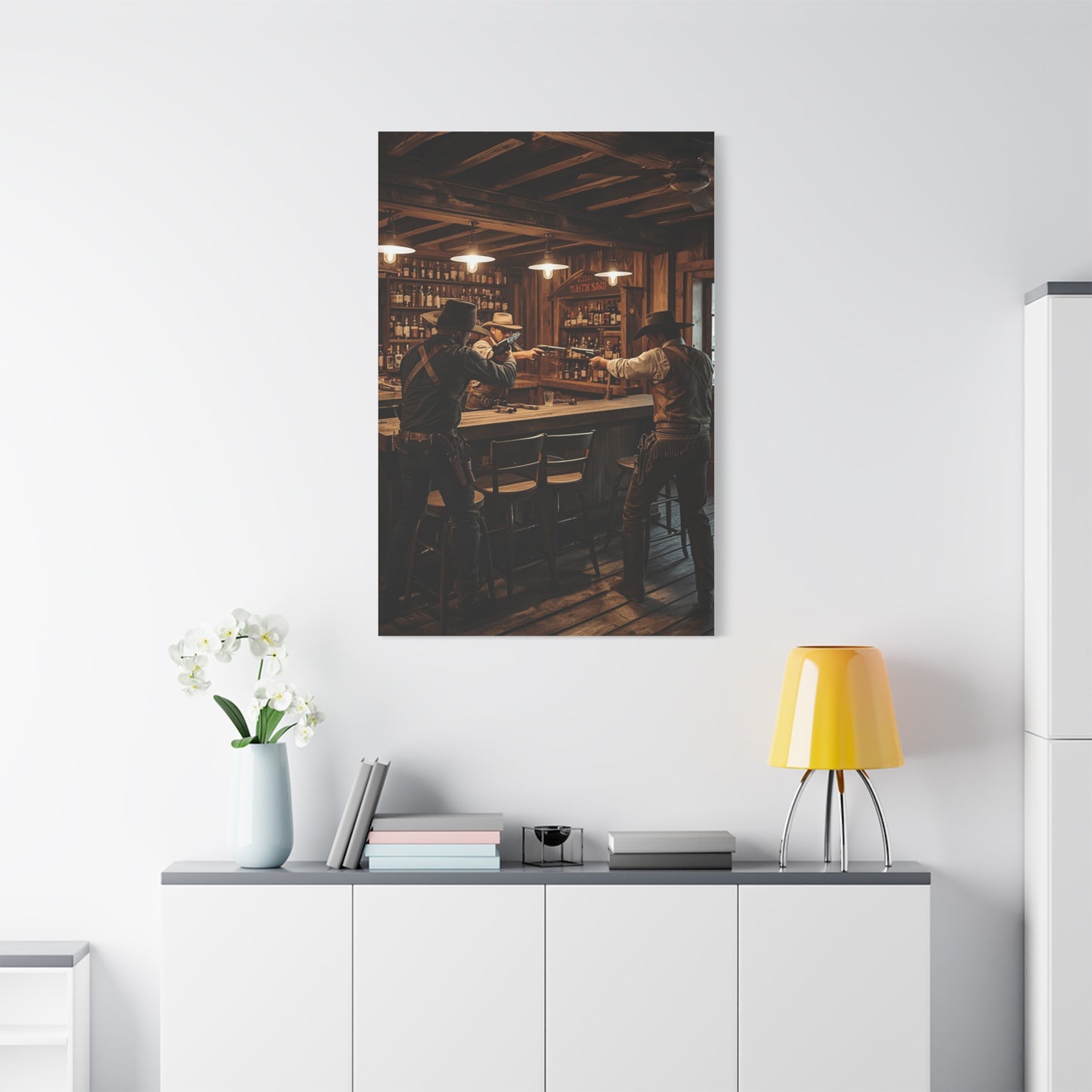 Wild West Saloon Gunfight Wall Art & Canvas Print