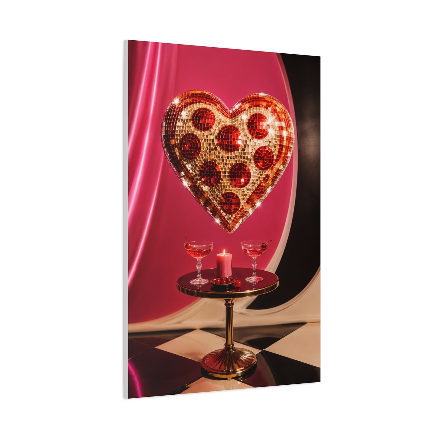 Disco Heart Cocktail Romance Scene Wall Art & Canvas Print
