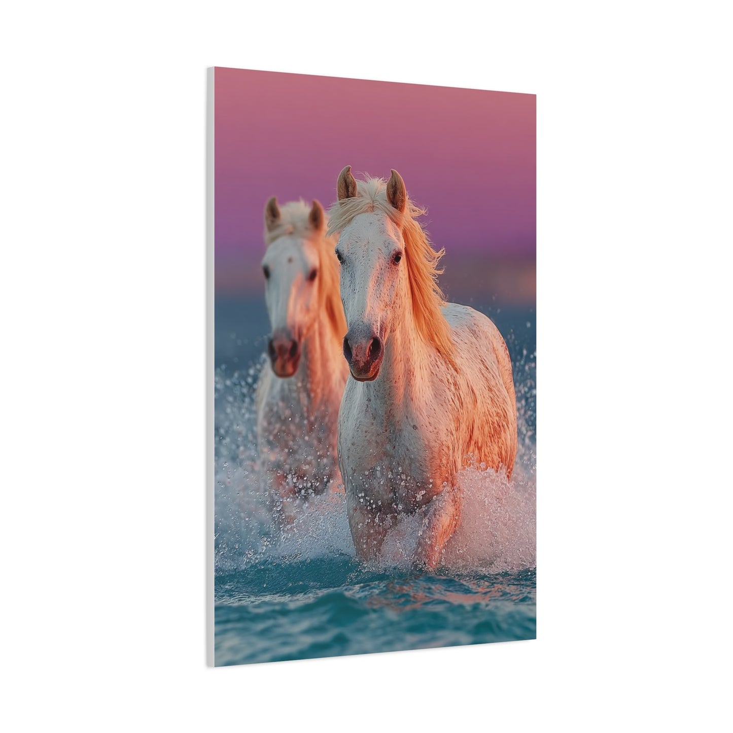 White Horses Ocean Sunset Wall Art & Canvas Print