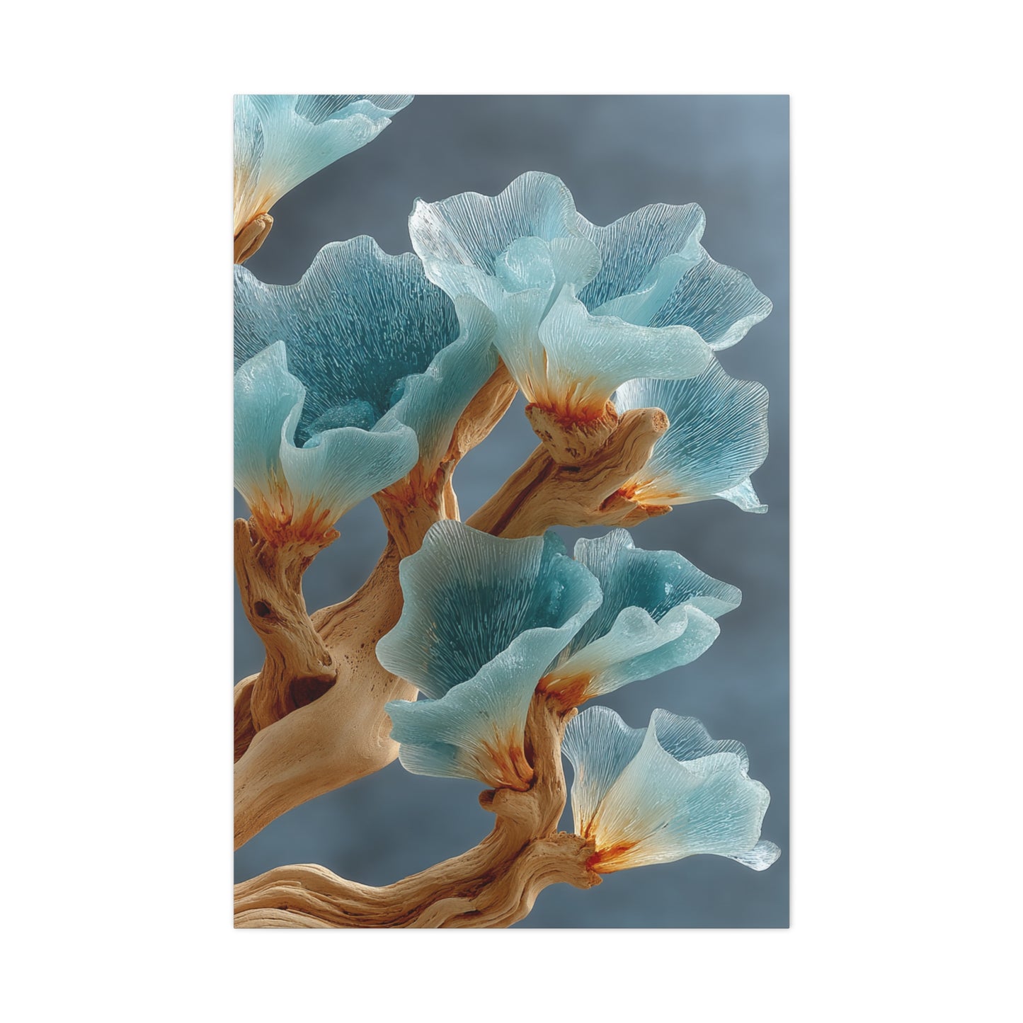 Driftwood and Sea Glass Floral Sculpture Wall Art & Canvas Print