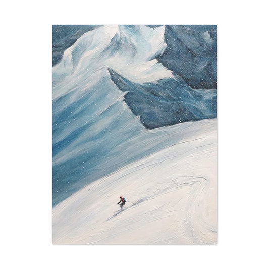 Skiing In Snowy Mountain Wall Art & Canvas Prints