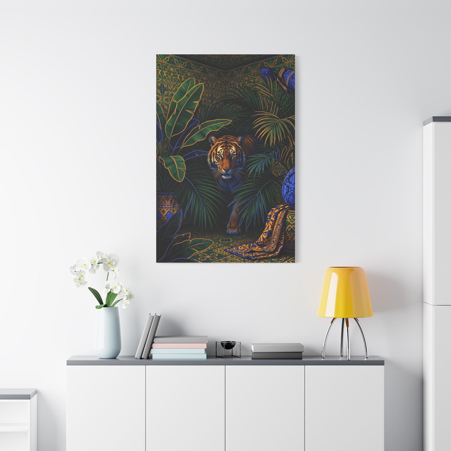 Exotic Tiger Jungle Interior Tropical Wall Art & Canvas Print