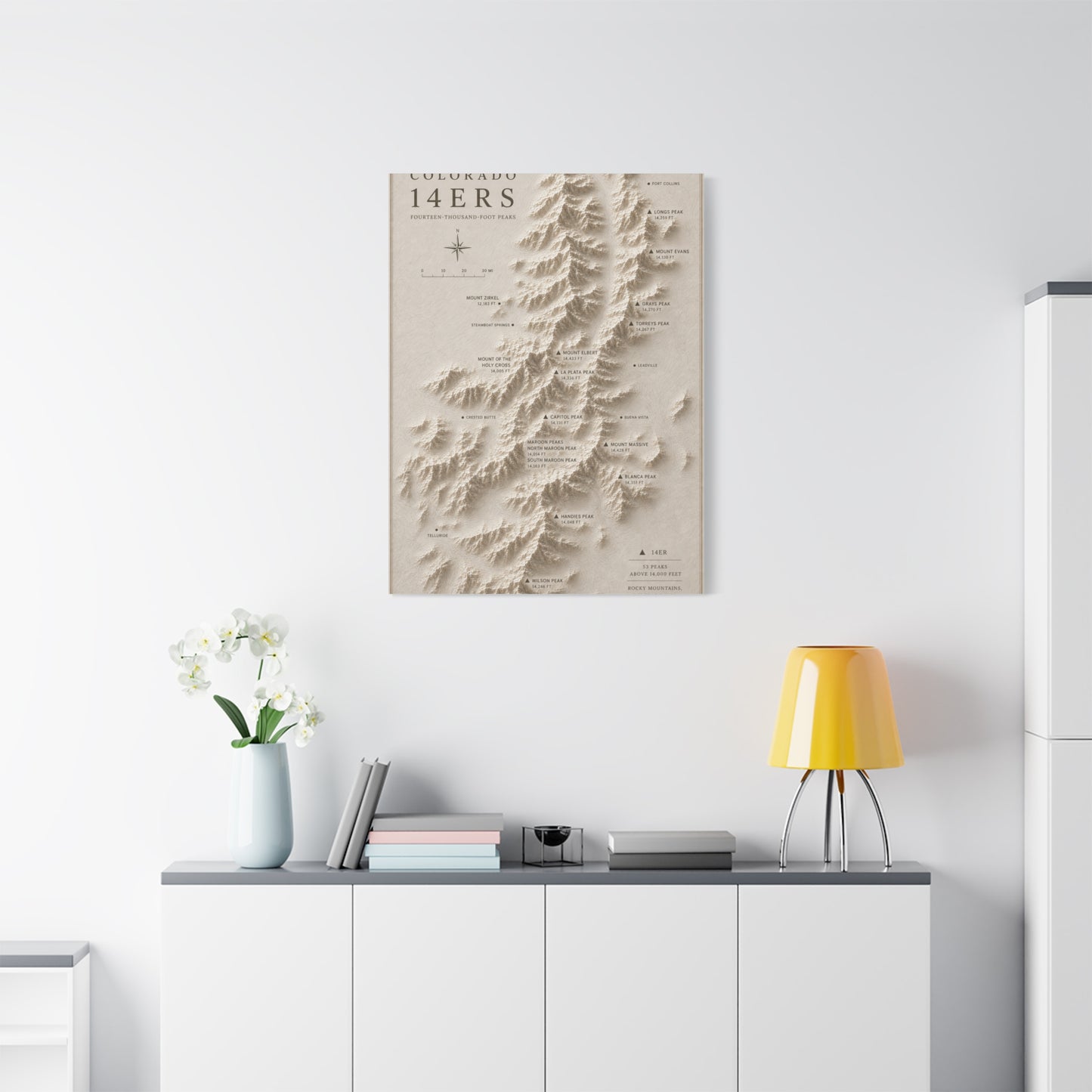 Colorado 14ers Relief Map Wall Art & Canvas Print