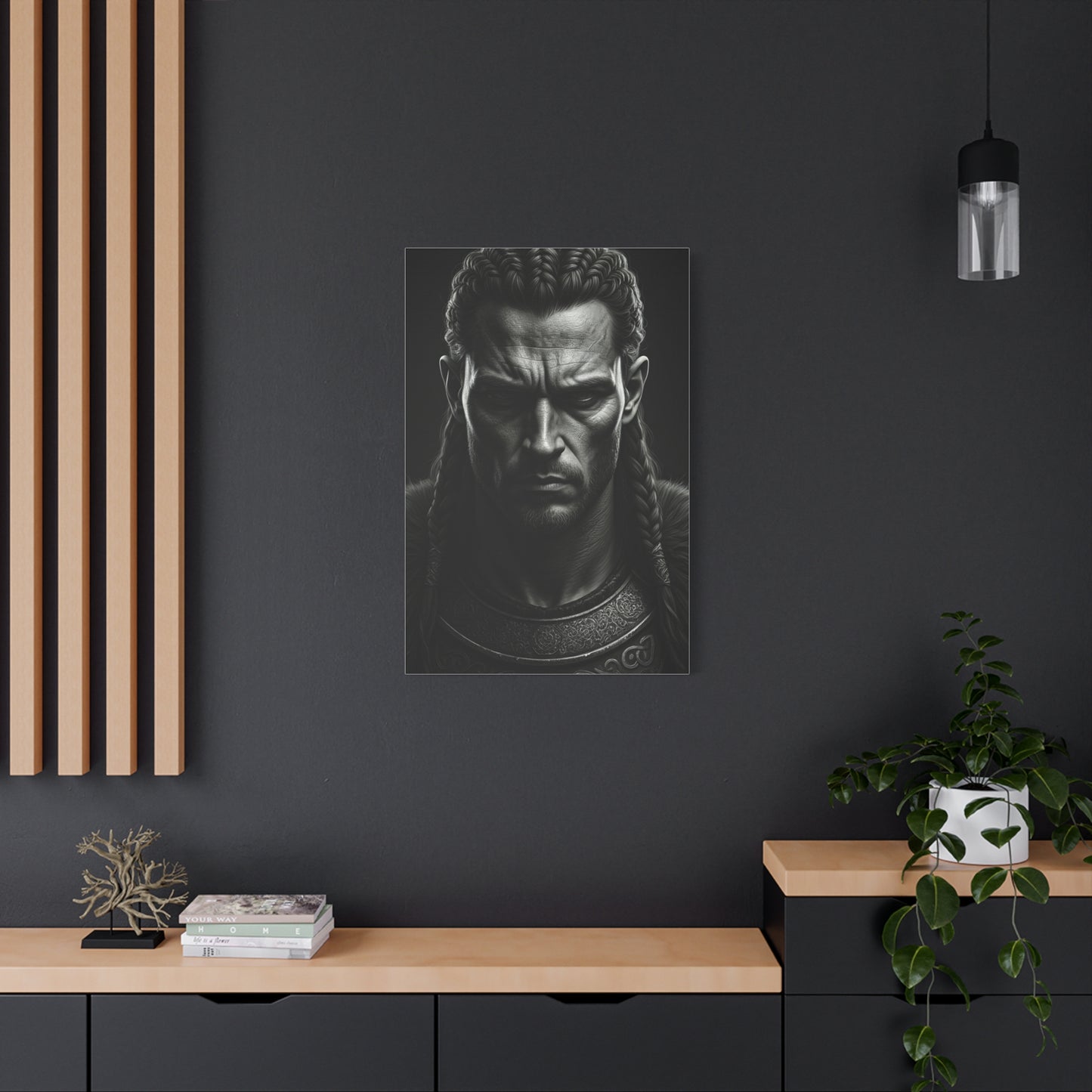 Unyielding Strength Black & White Warrior Portrait Wall Art & Canvas Prints