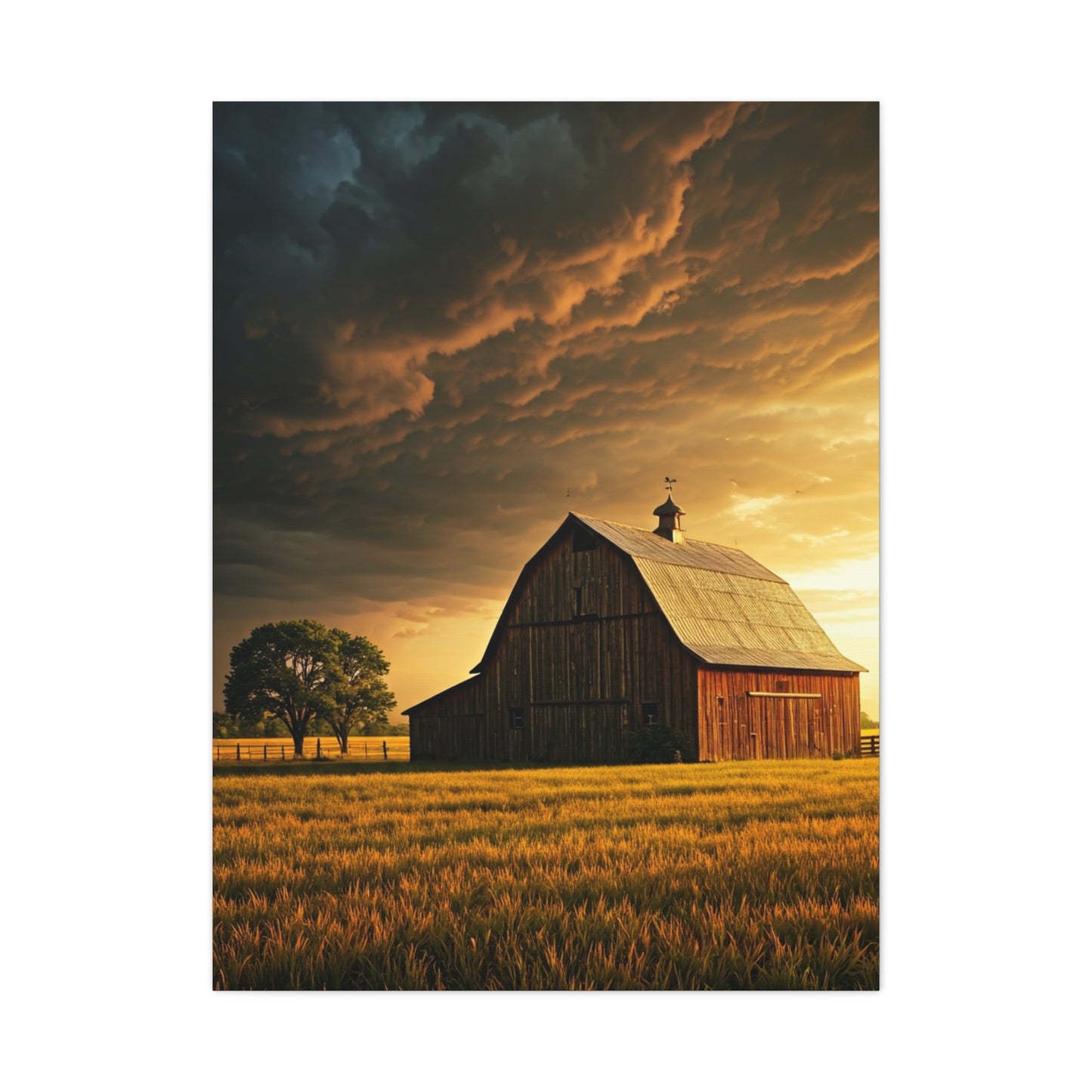 Sunset Prairie Barn Wall Art & Canvas Prints