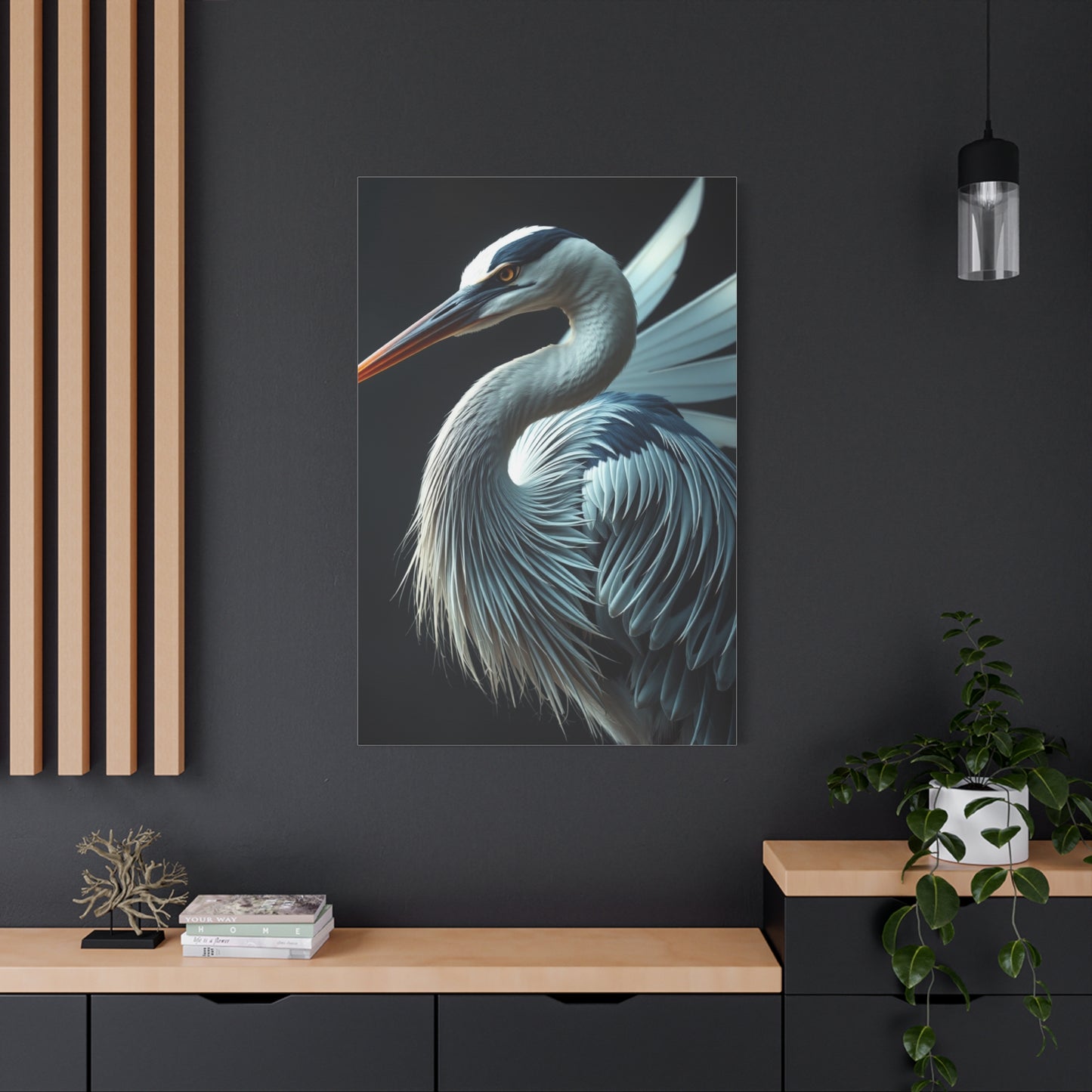 Opulent Heron Tableau wall art & canvas print