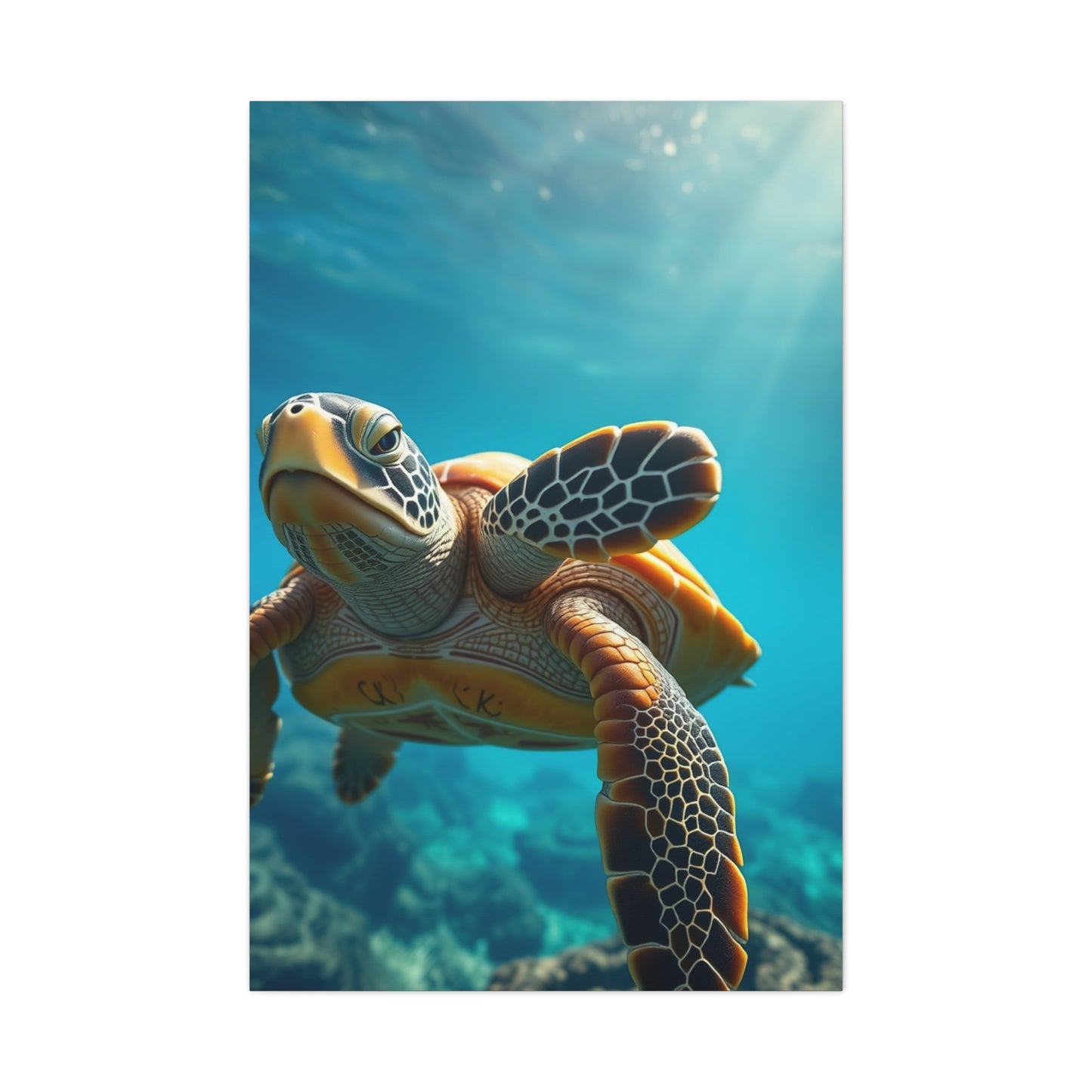 Azure Tortoise Masterpiece Wall Art & Canvas Print