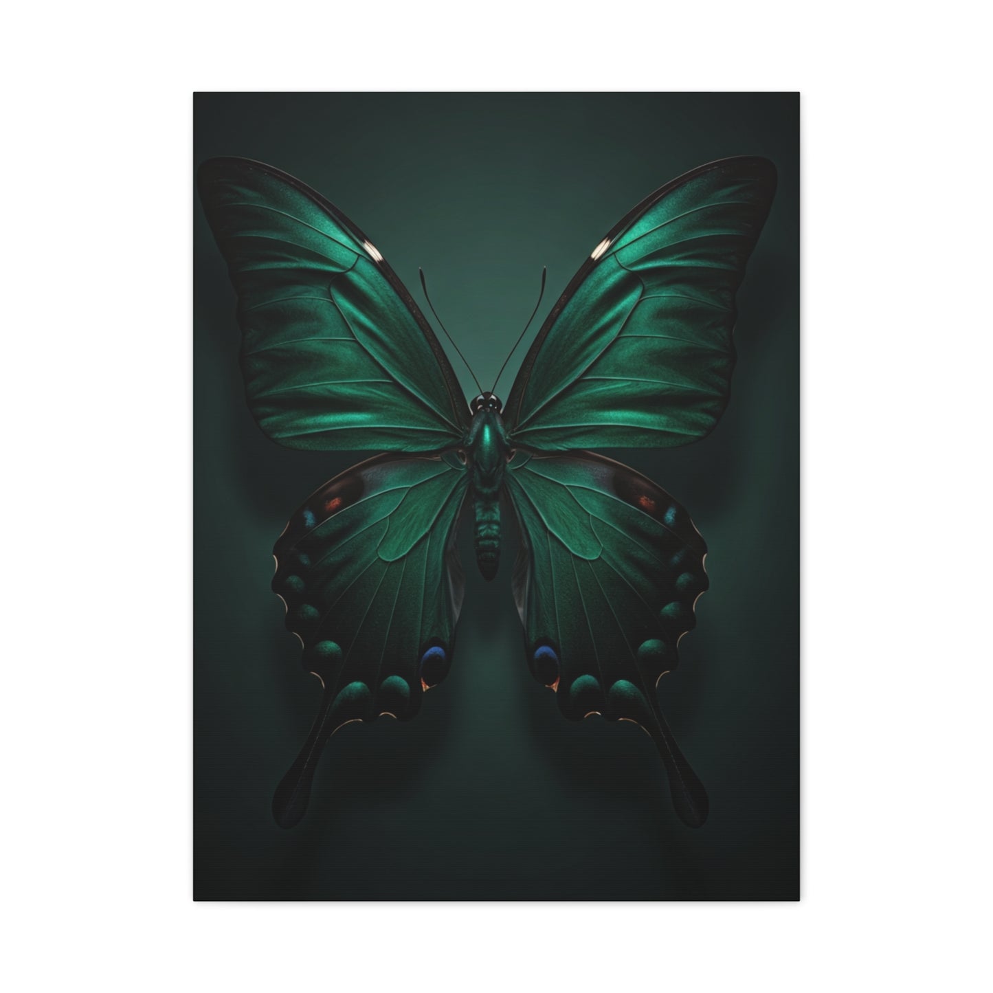 Symmetrical Emerald Butterfly Portrait Wall Art & Canvas Prints