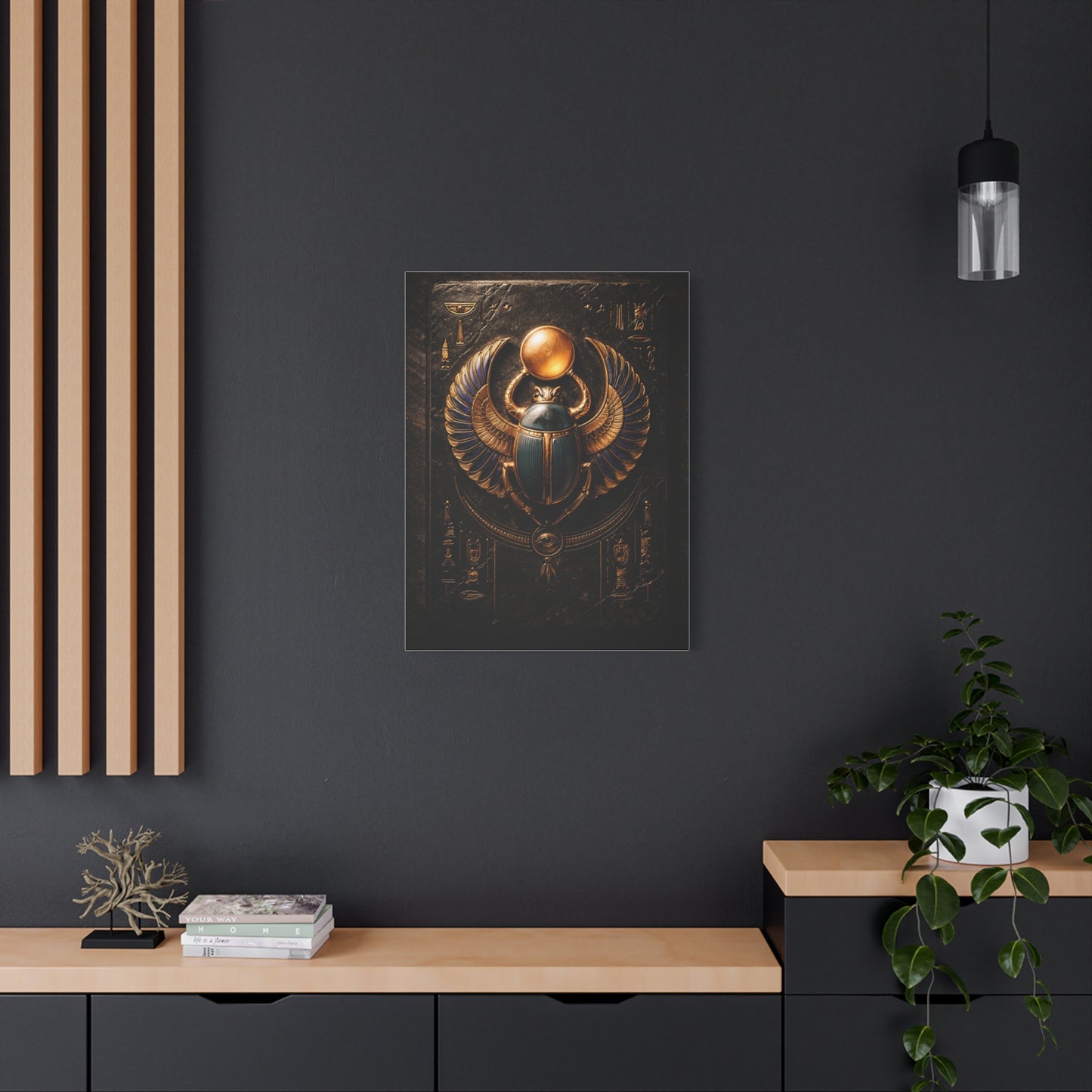 Egyptian Scarab Gold Relief Wall Art & Canvas Print