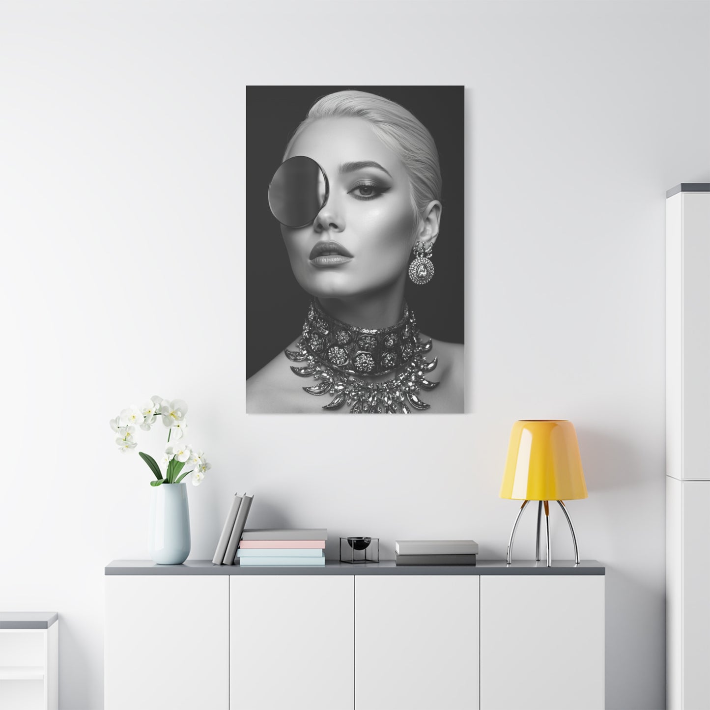 Monochrome Luxury Disc Portrait Wall Art & Canvas Print